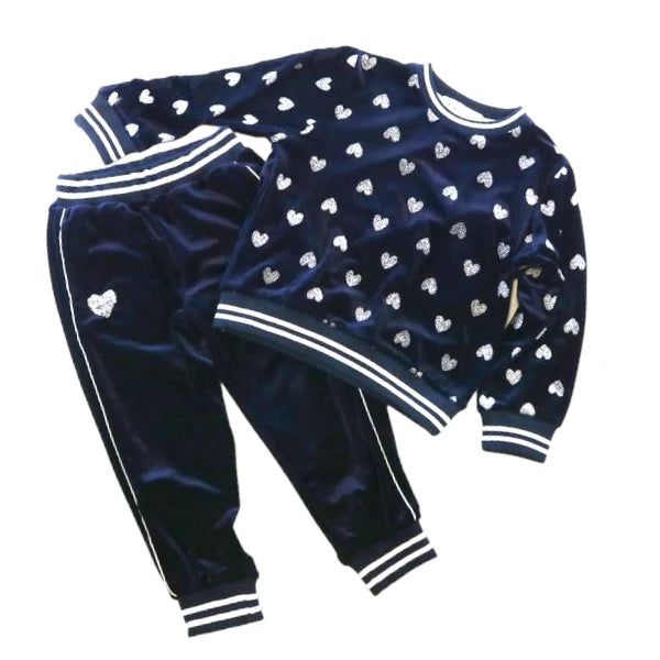 Sequin Heart Velvet Loungewear Set