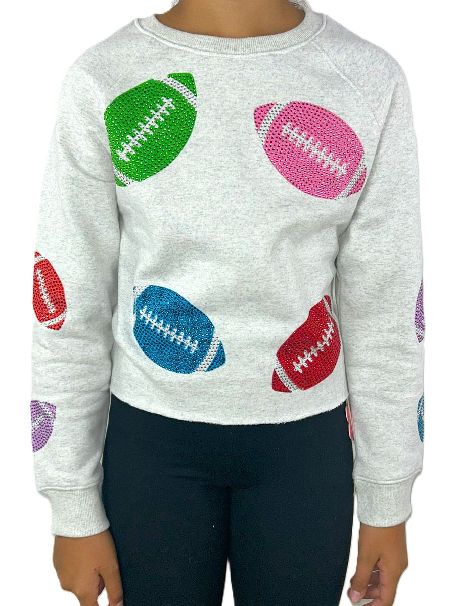 Rhinestone Football Sweatshirt