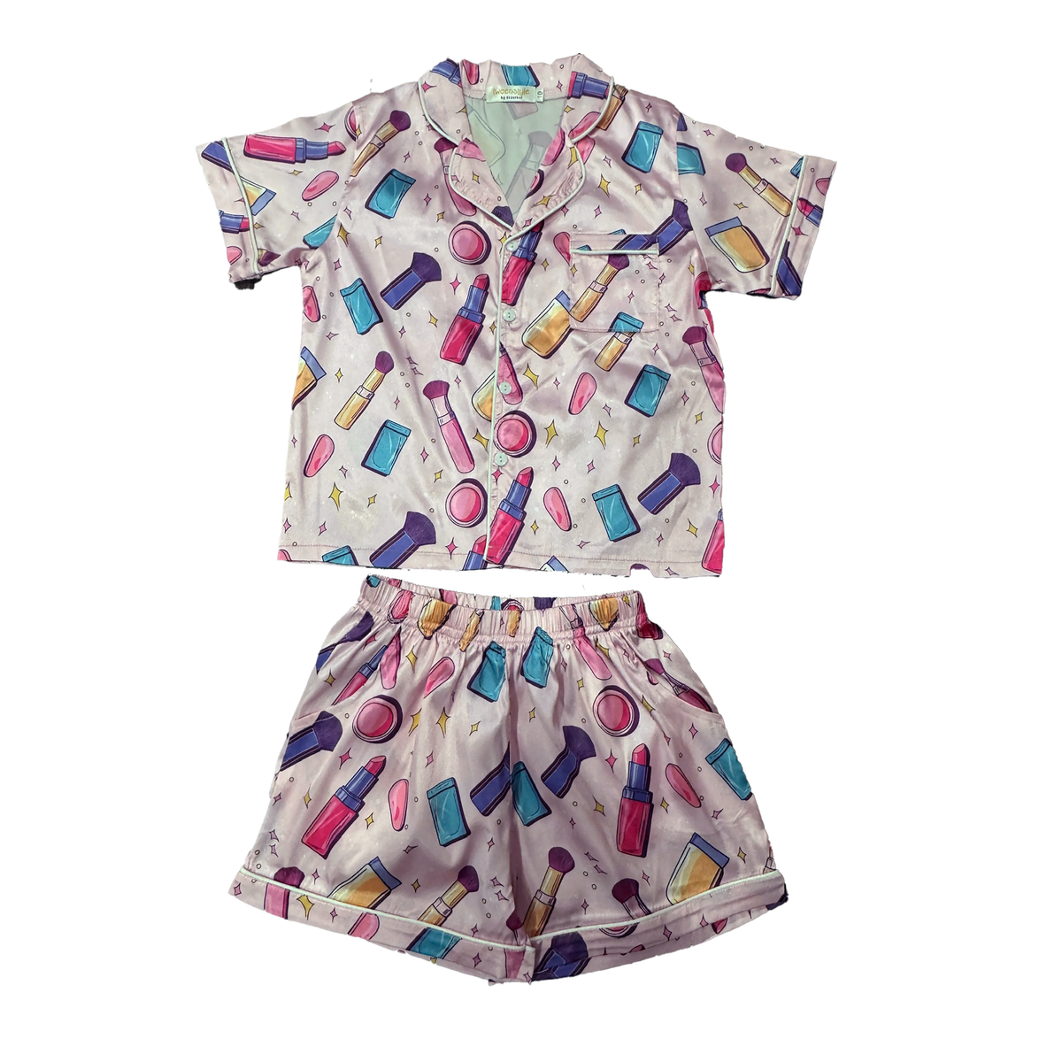 SATIN LOUNGEWEAR SET- LIPSTICK & BLUSH PRINT