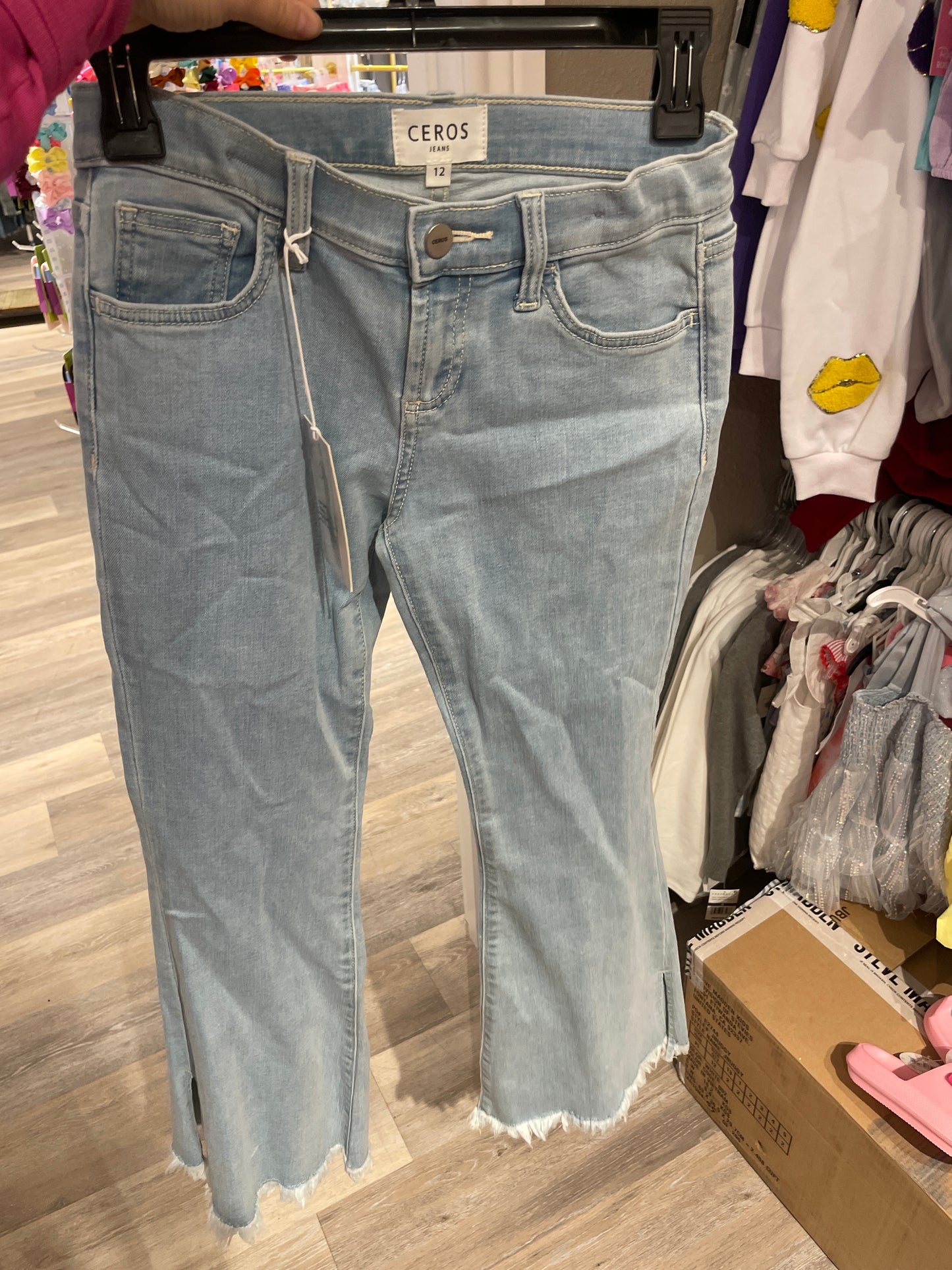 LIGHT BLUE HIGH RISE FLARE JEANS