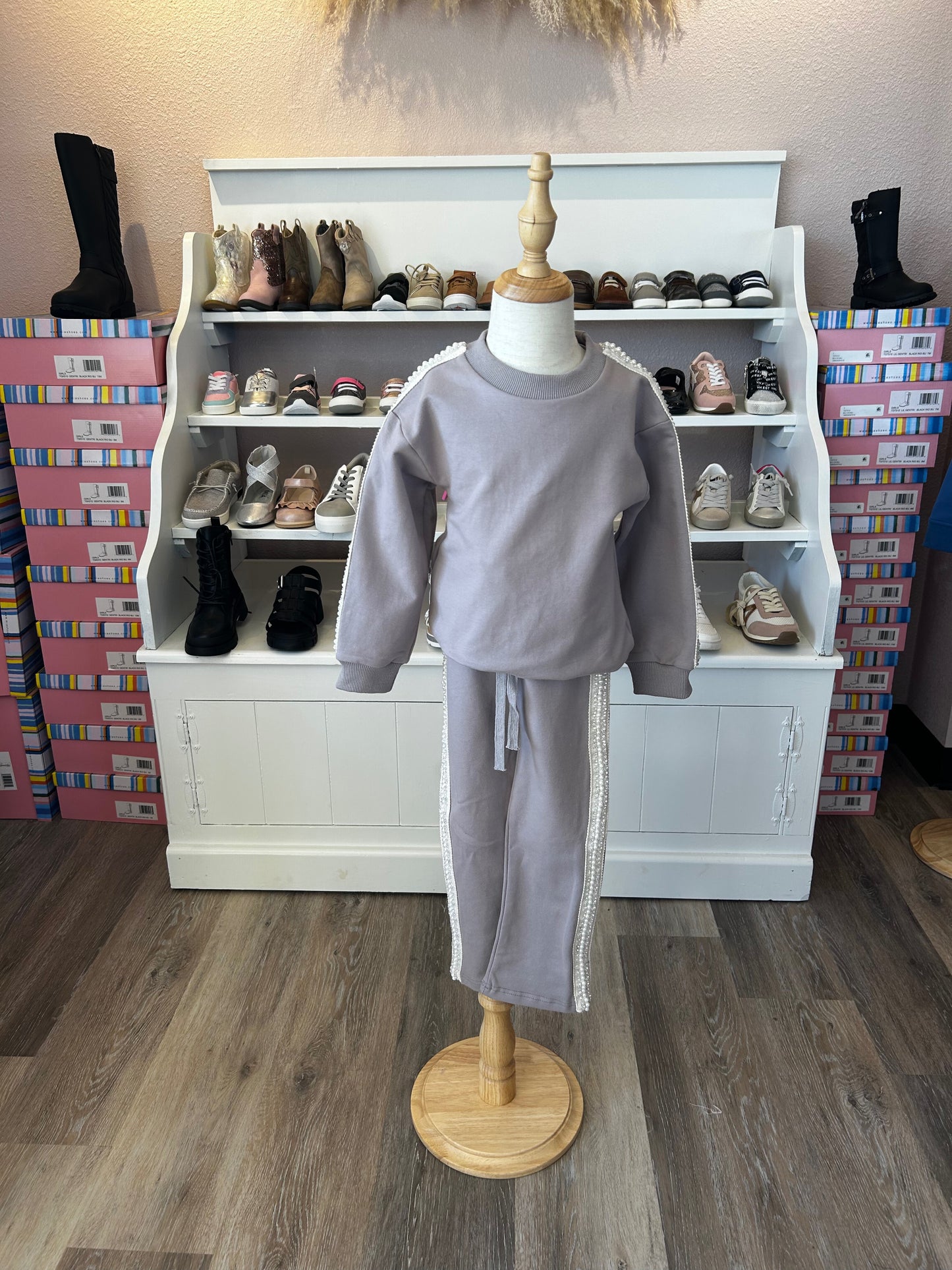 GREY RHINESTONE TRACK SUIT