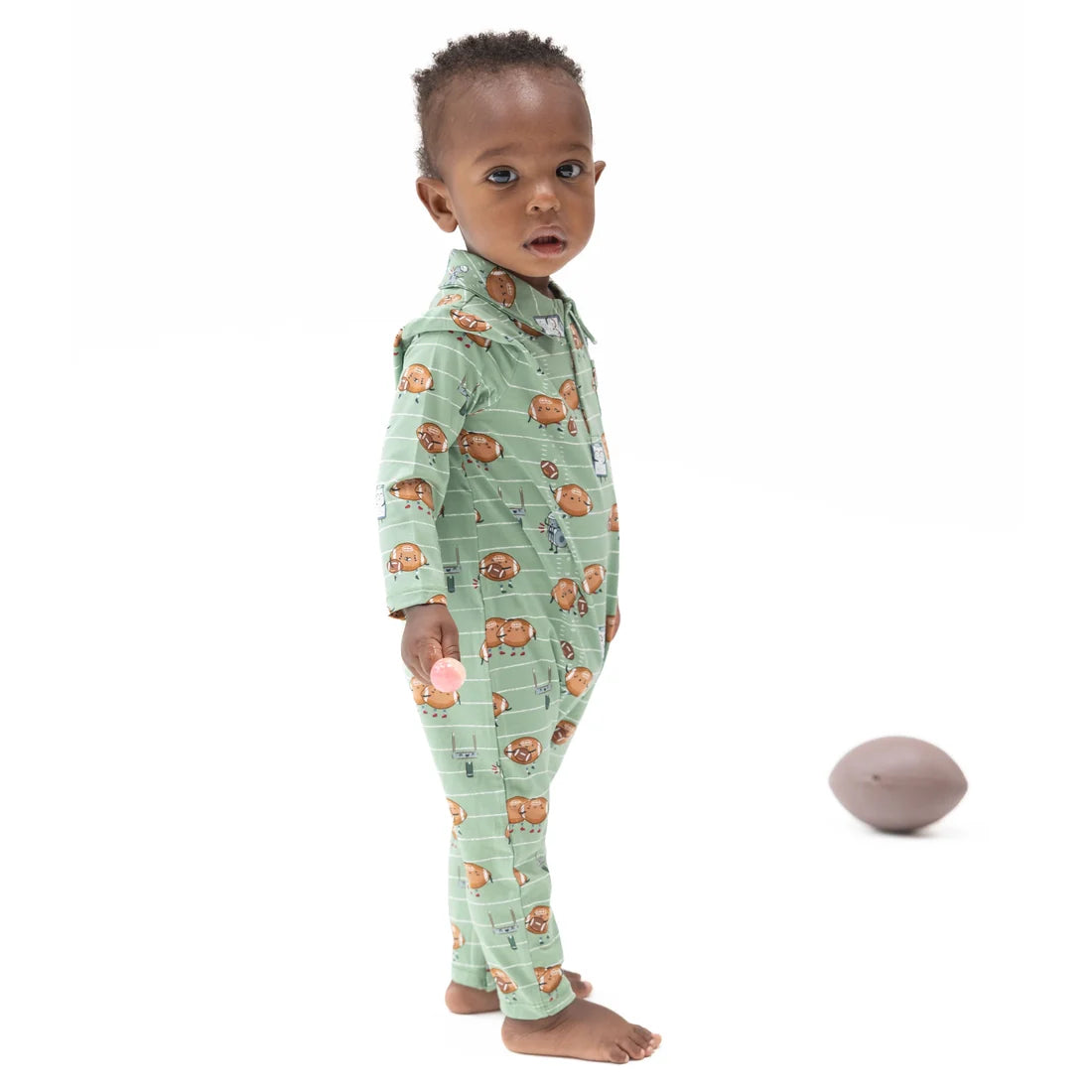 Footballs Playing Football Polo Romper