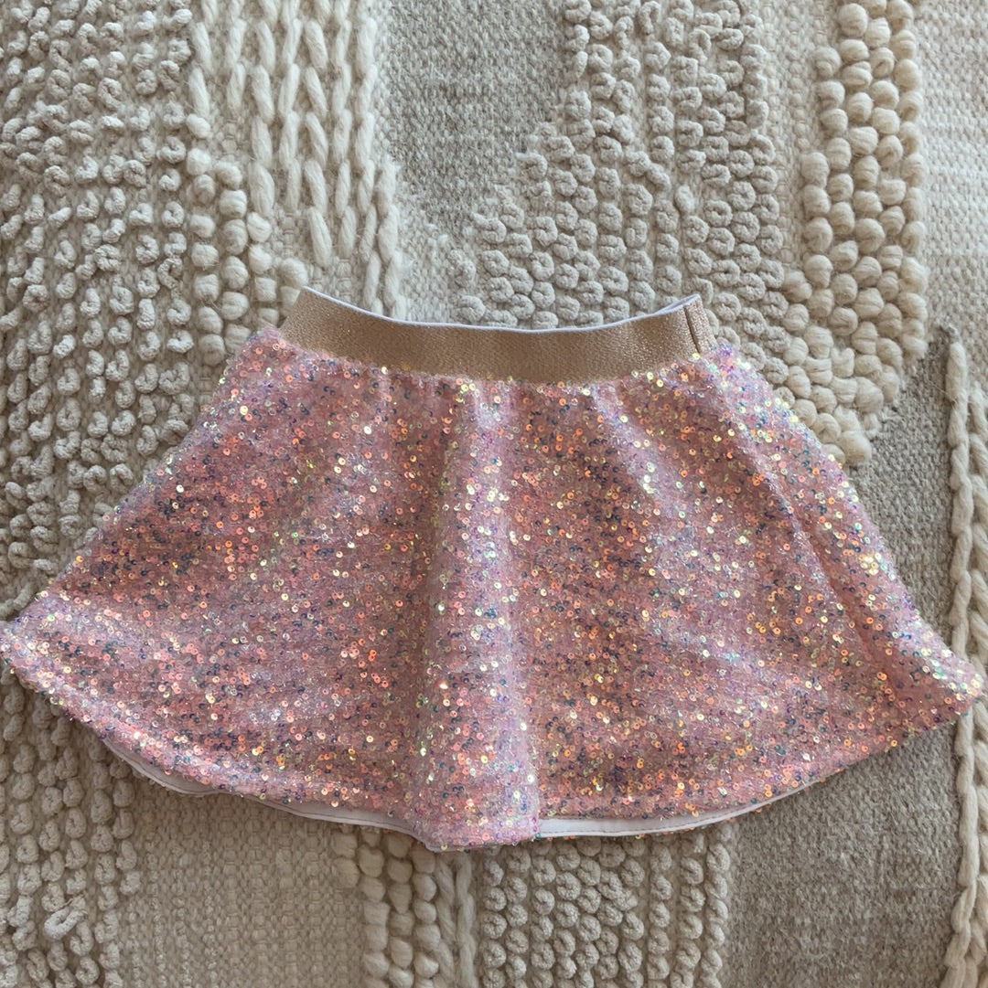 PEACH SEQUIN SKIRT