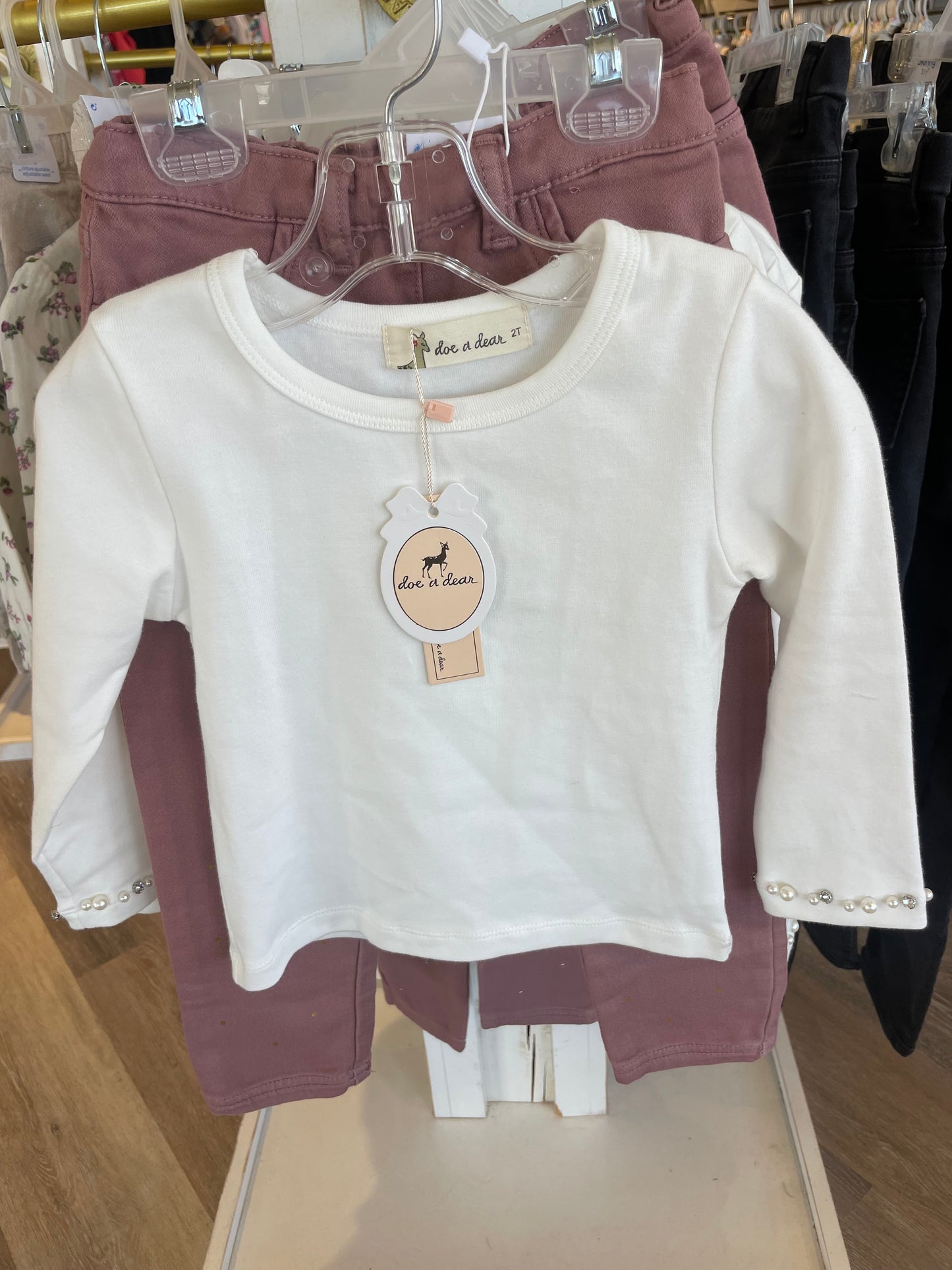 White Embellished Trim Top