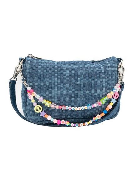 Denim Weave Rainbow Charm Link Bag