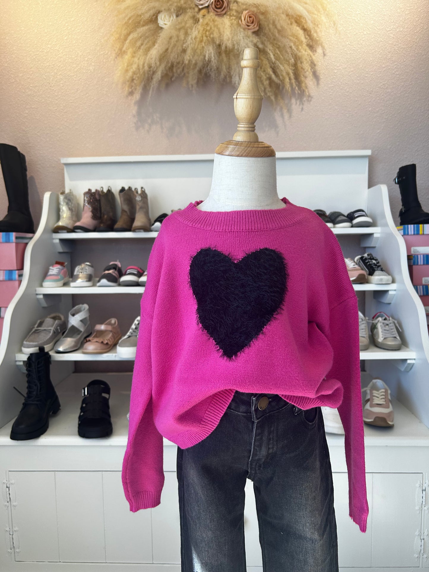 GIRLS KNITTED HEART SWEATER