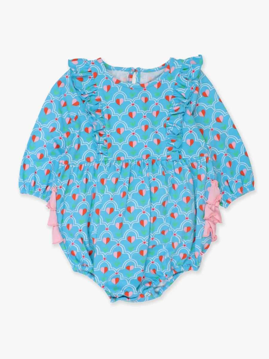 Sweetheart Blooms LS Waterfall Bubble Romper
