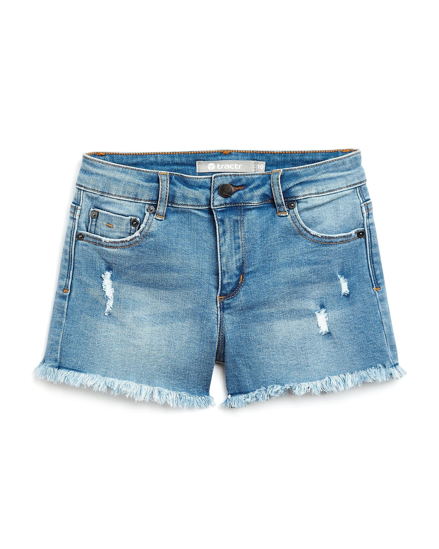 Destructed Fray Hem Denim Shorts