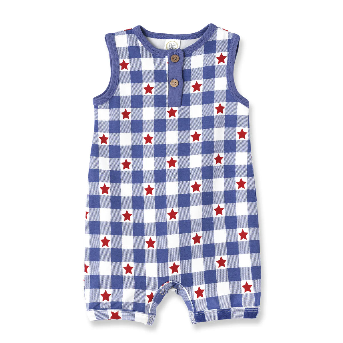 Patriot Sleeveless Henley Shortie Romper