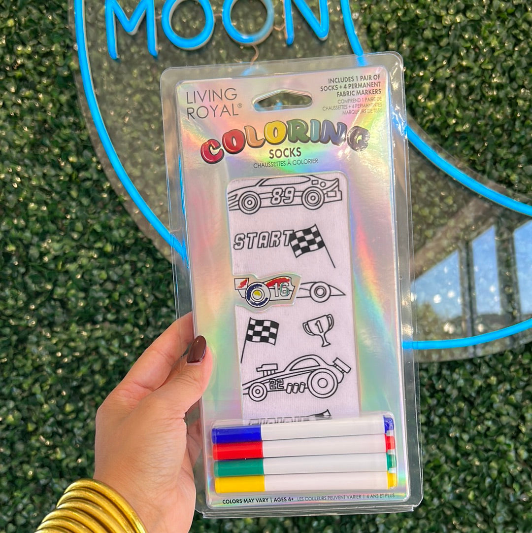 RACE CAR COLORING SOCKS