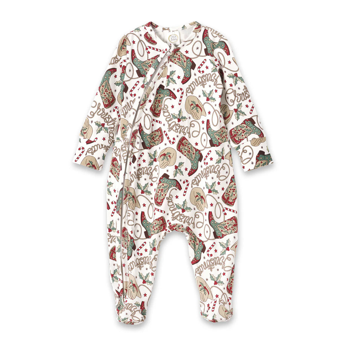 Western Christmas Zipper Romper