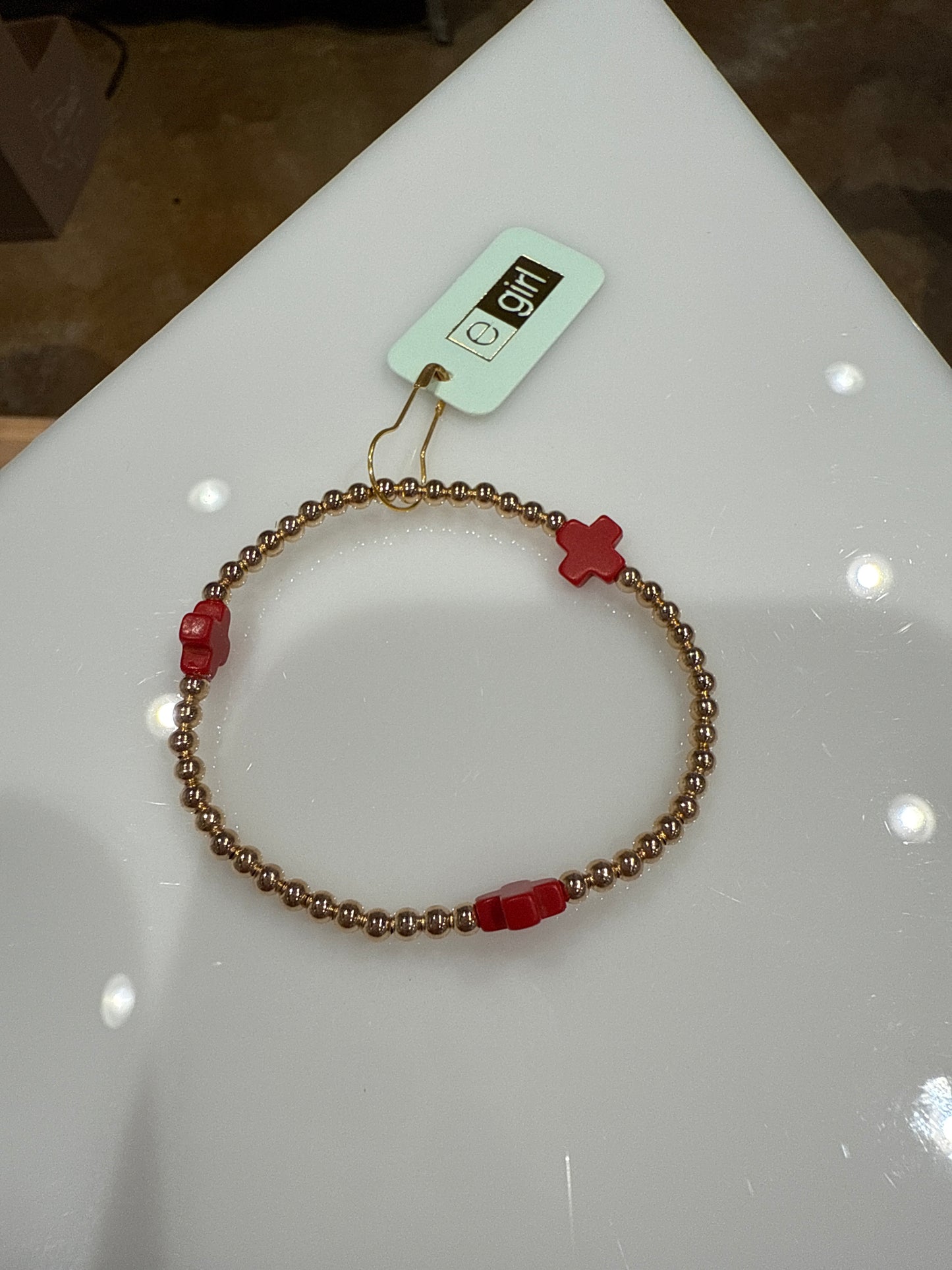 egirl signature Cross Gold Pattern 3mm bead bracelet