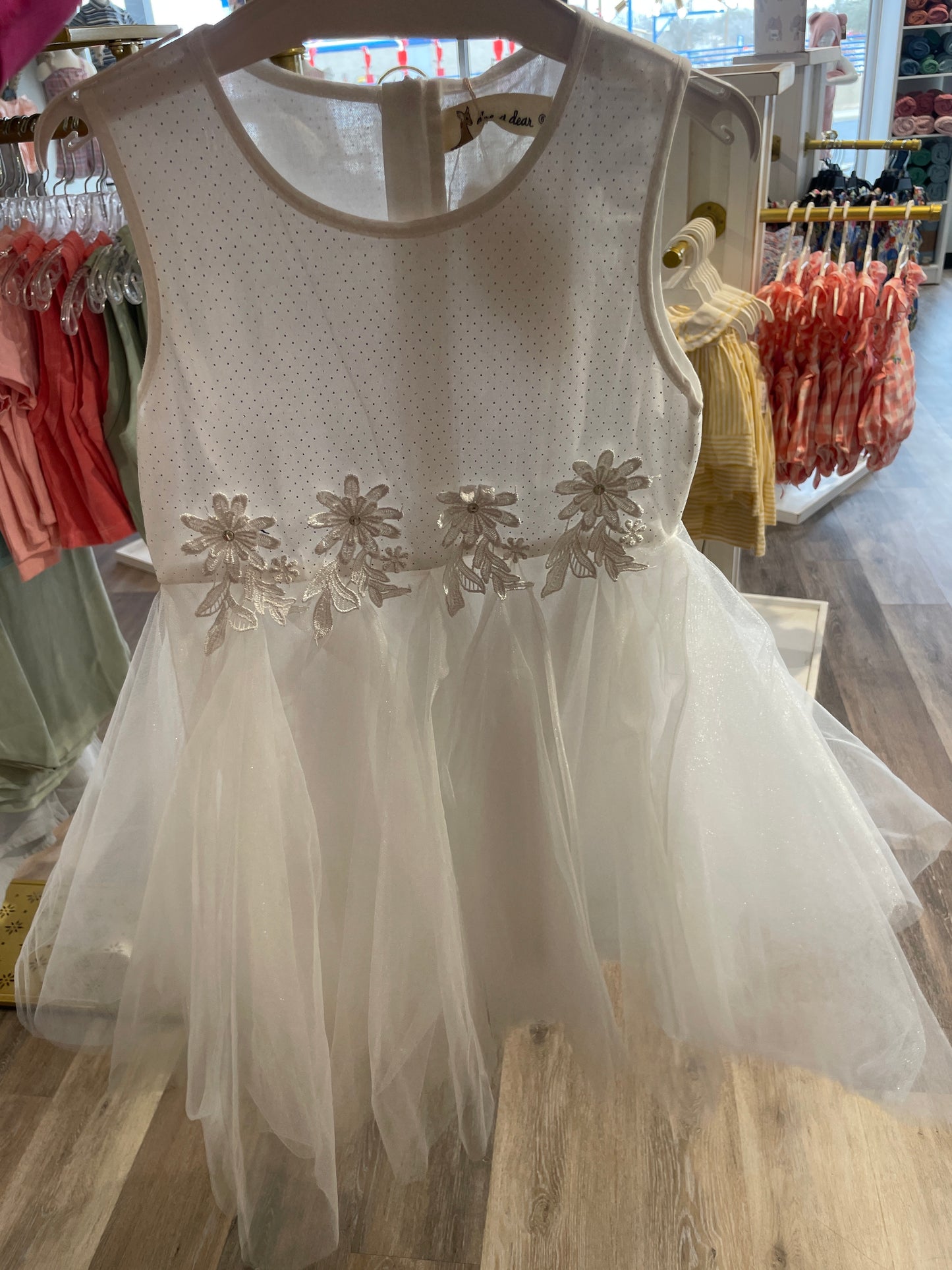 FLORAL WAIST TRIM TULLE DRESS