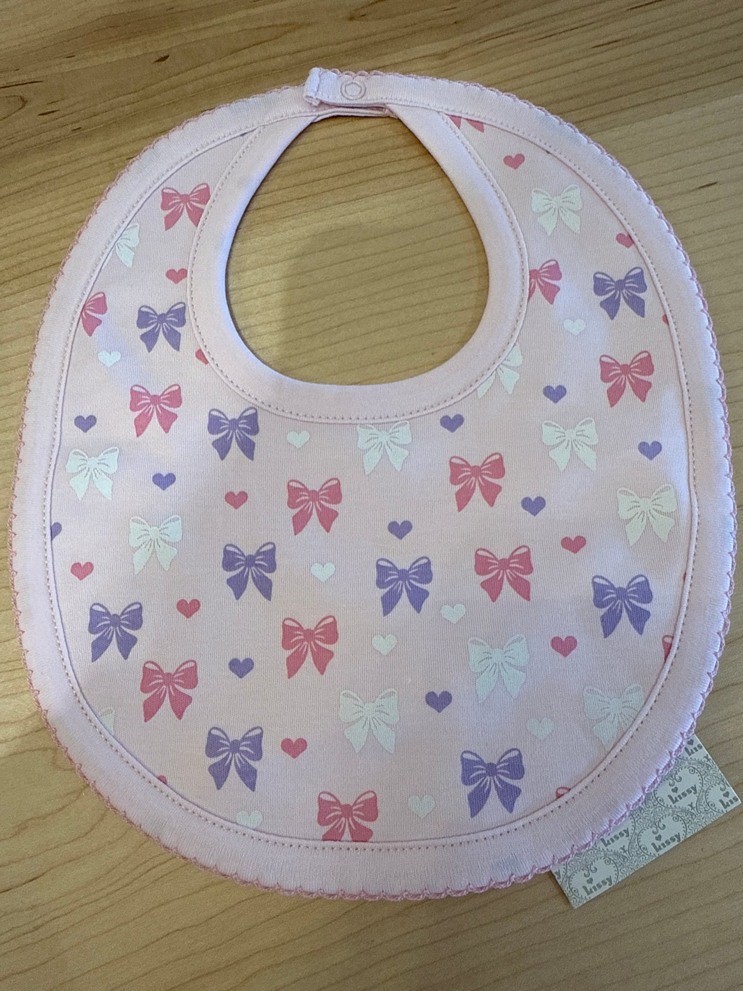 Pink Bow & Heart Bib