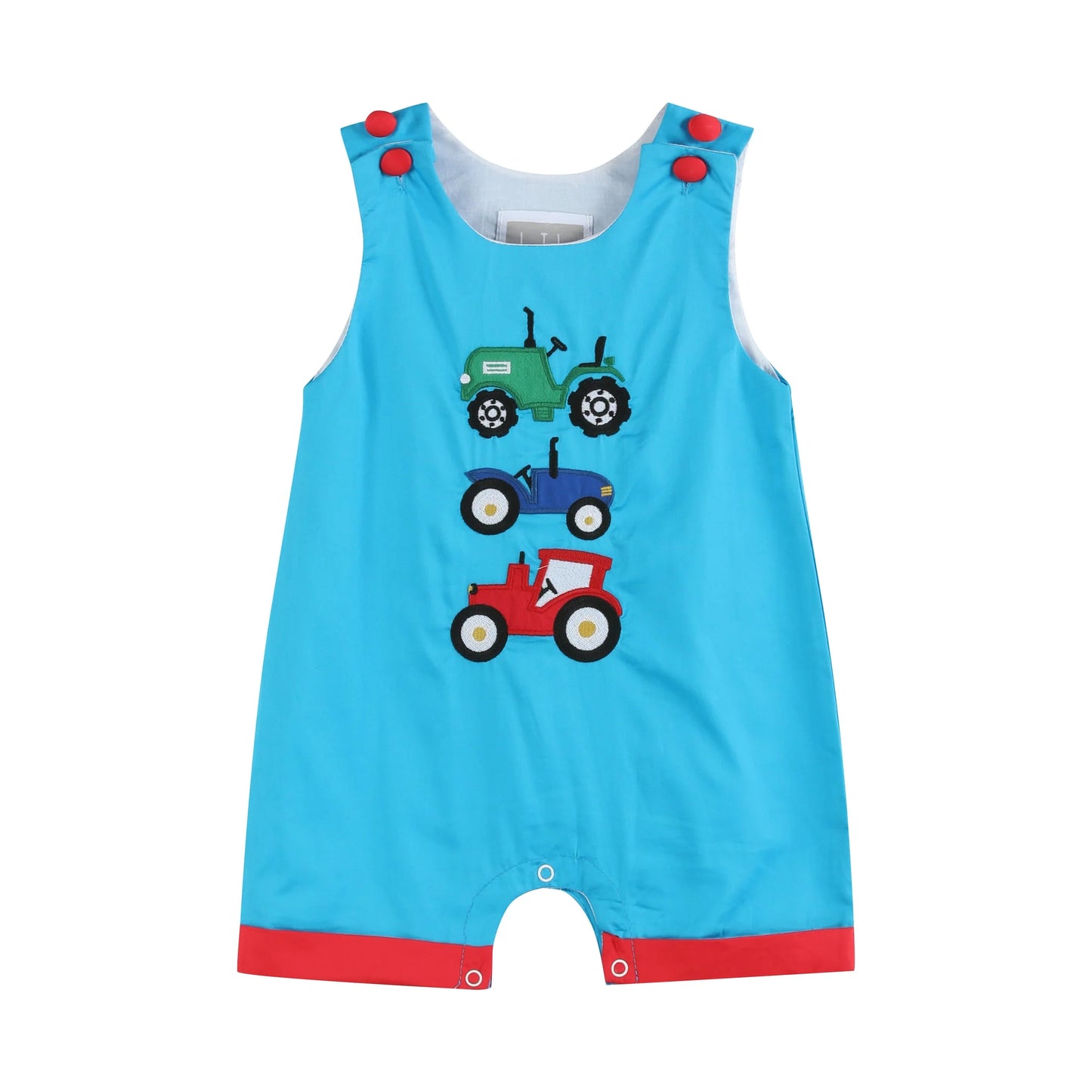 Blue Tractor Applique Overalls