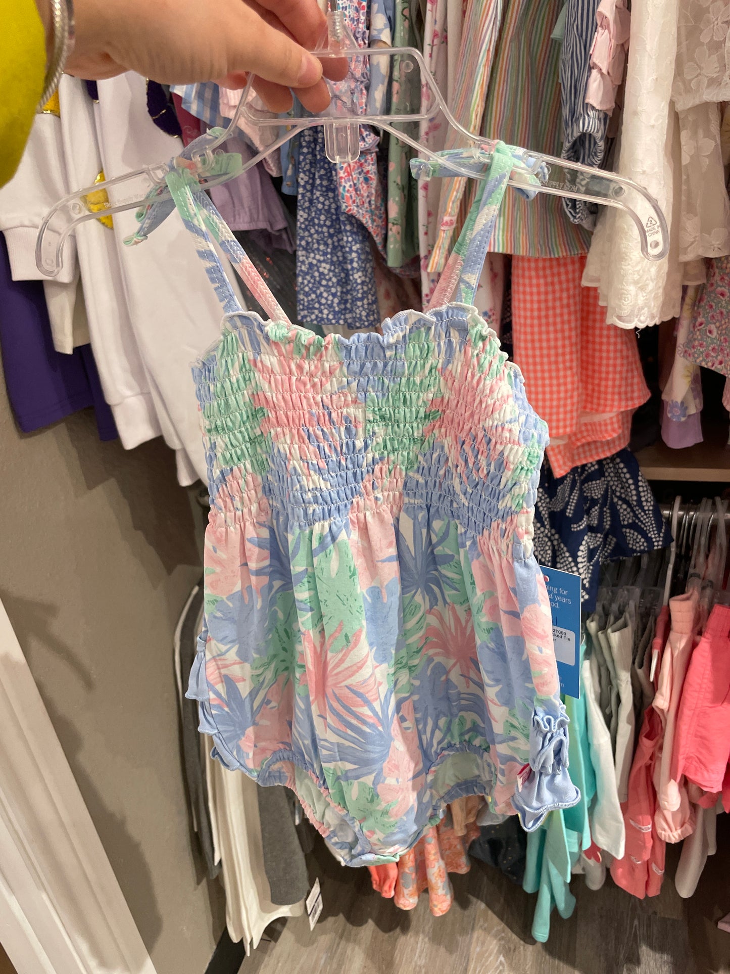 Pastel Palms Smocked Bubble Romper