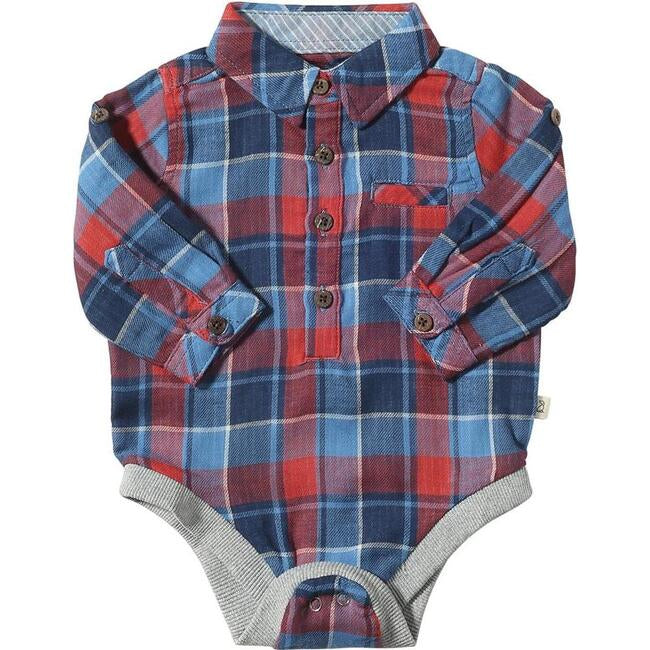 China/Rust Plaid Woven Onesie