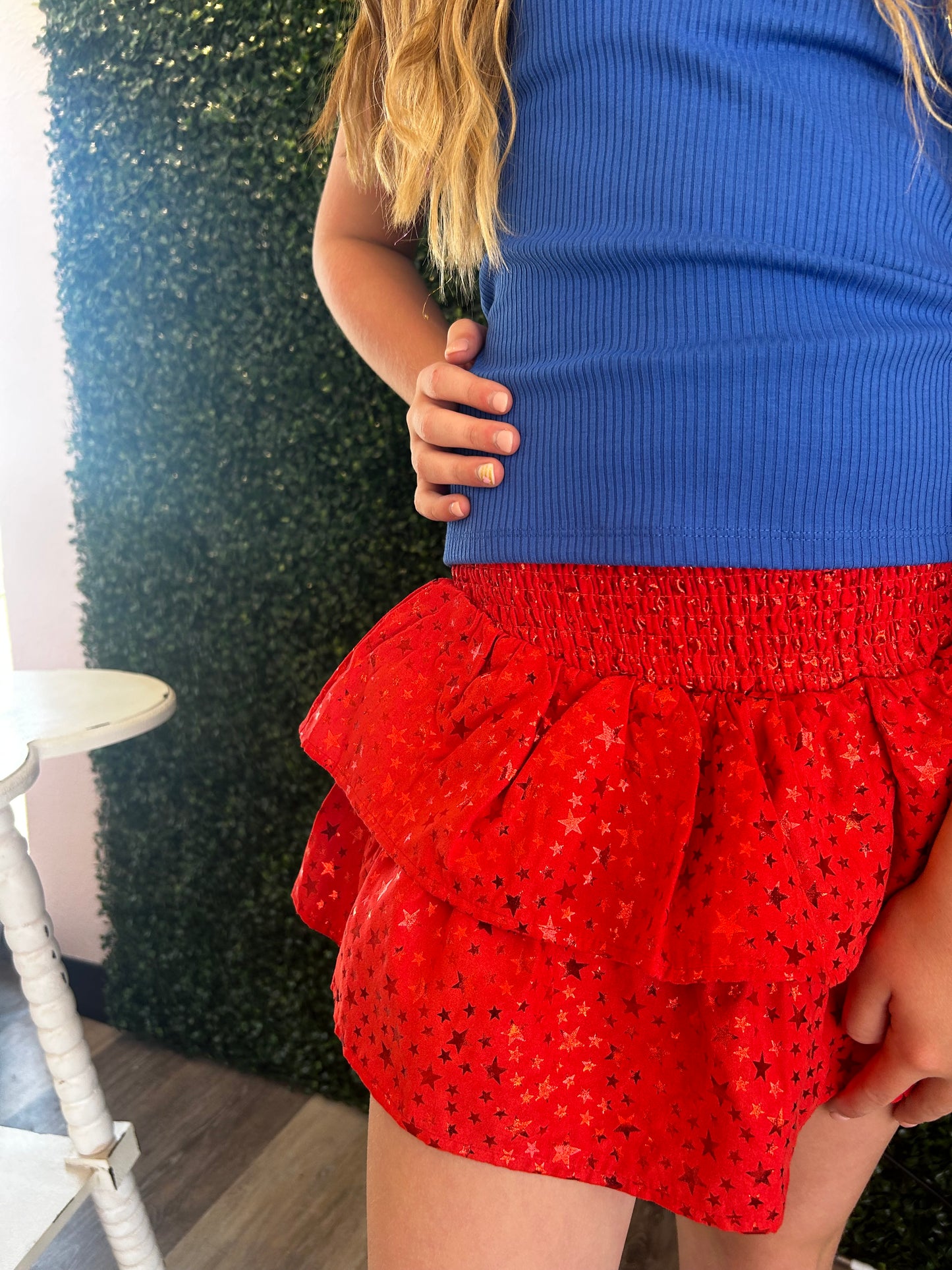 Kids smocked star skort