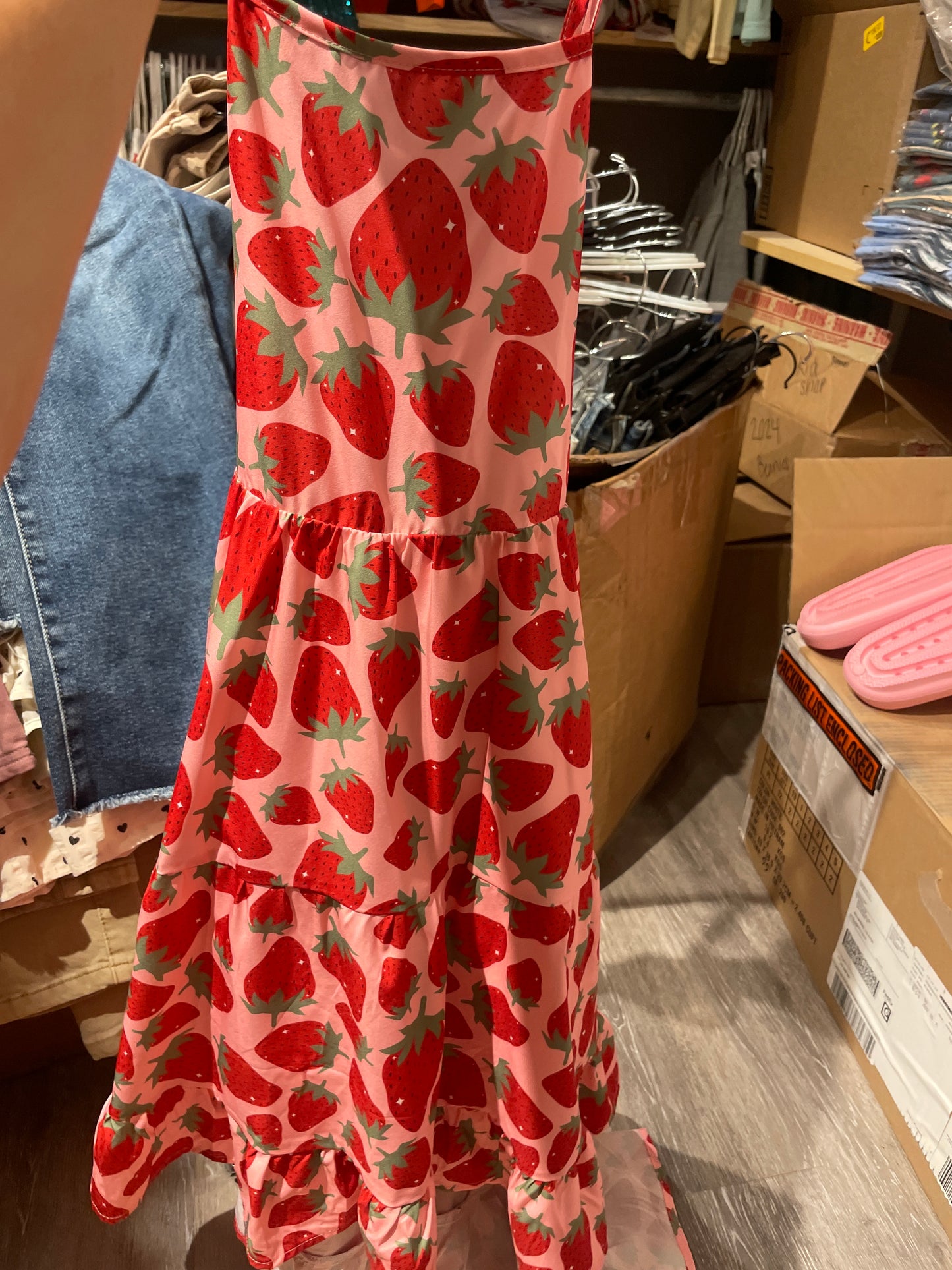 Strawberry High Low Dress