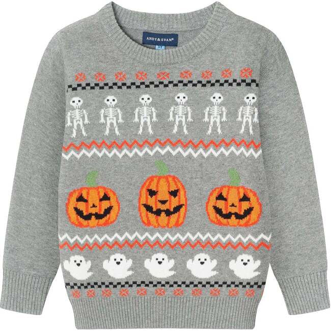 Grey Intarsia Halloween Sweater