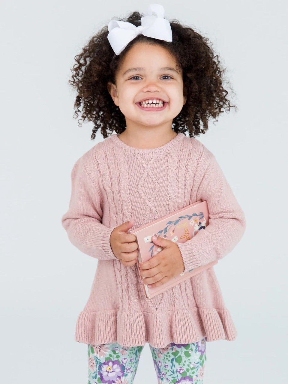 Pale Mauve Ruffle Hem Knit Sweater