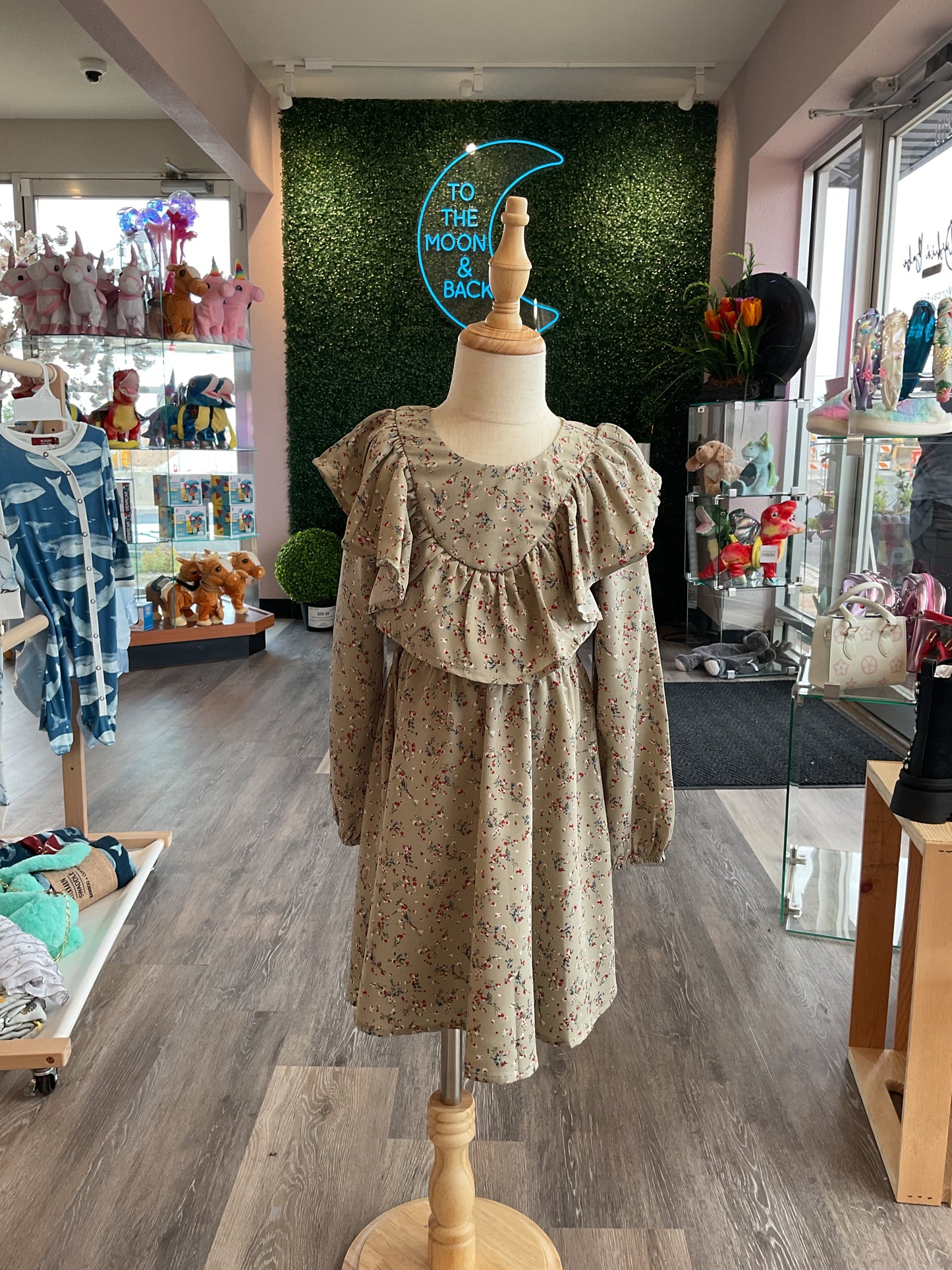 Berry and Olive Wreath Rayon Dress