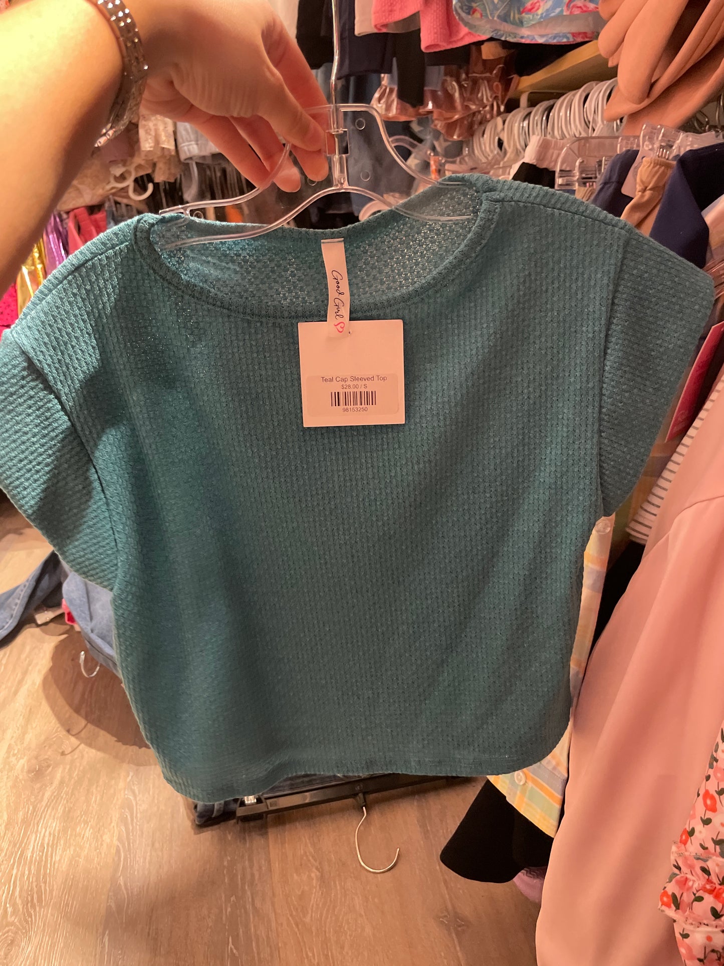 Teal Cap Sleeved Top