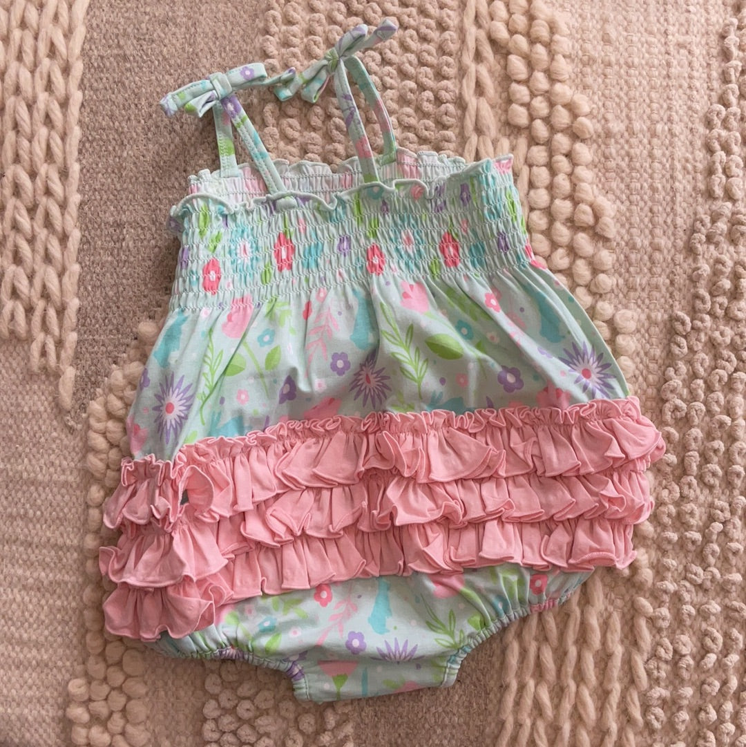 Some Bunny to Love Ruched Tie Bubble Romper