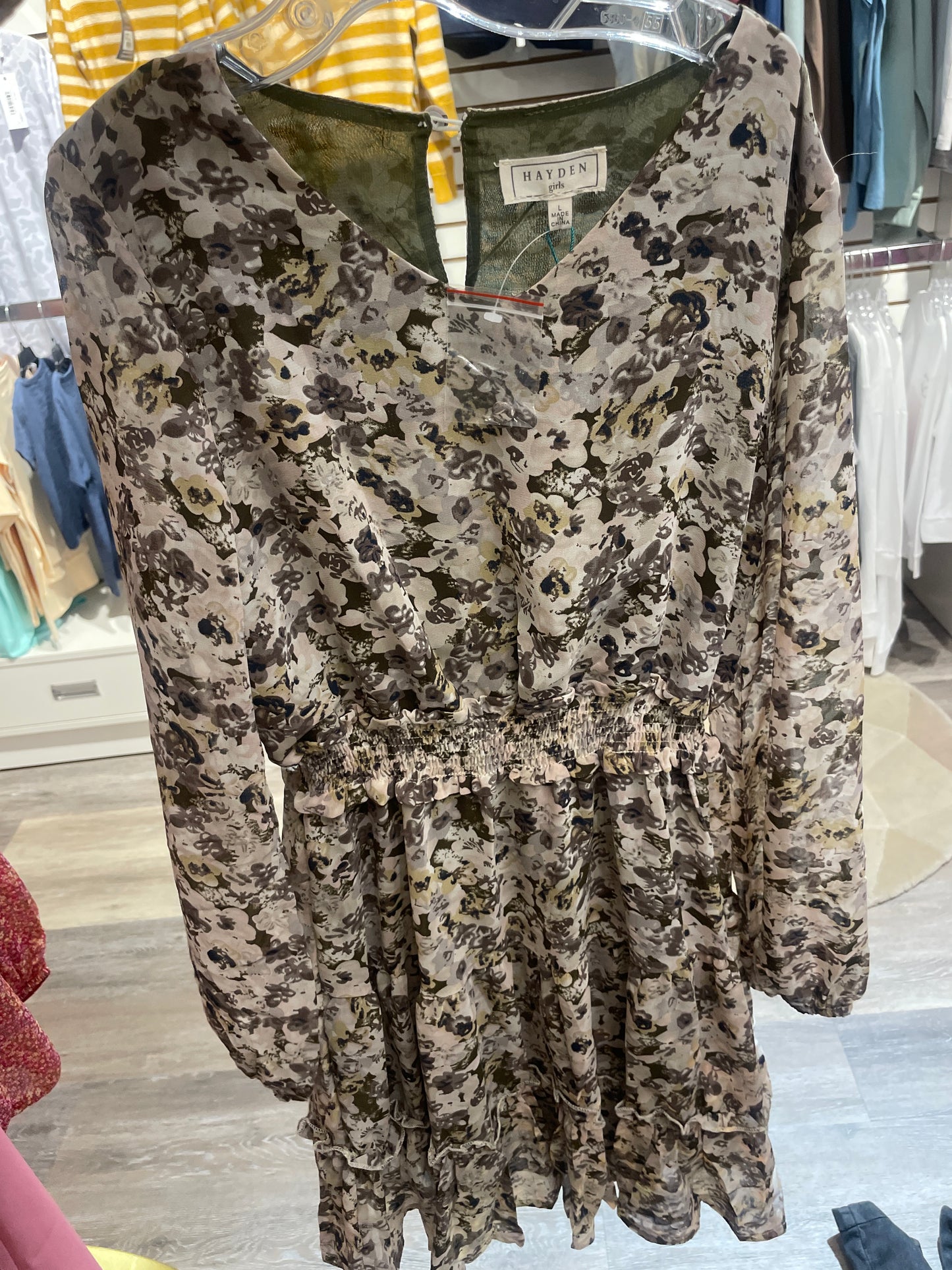 Floral V Neck Tiered Mini Dress