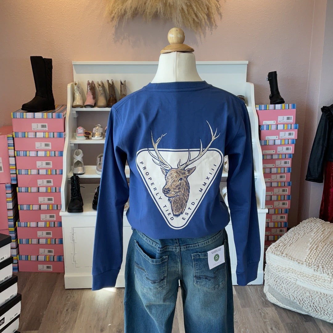 ELK BADGE LS RIVER BLUE