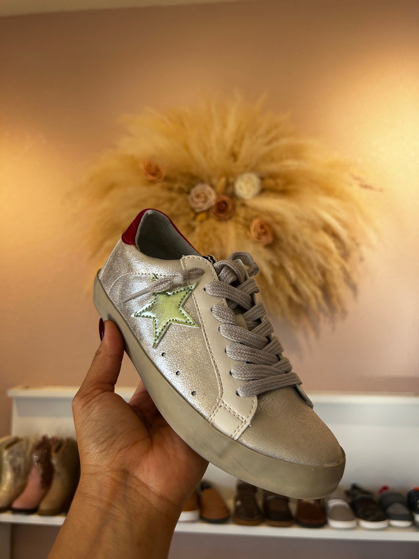 Paula Kids Silver Distressed Sneaker