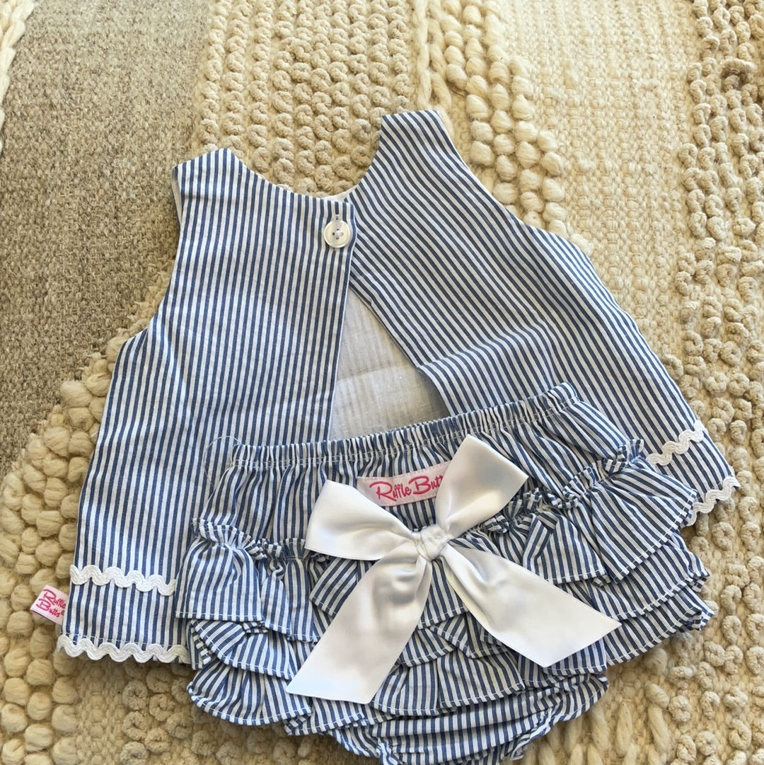 Blue Seersucker RuffleButt