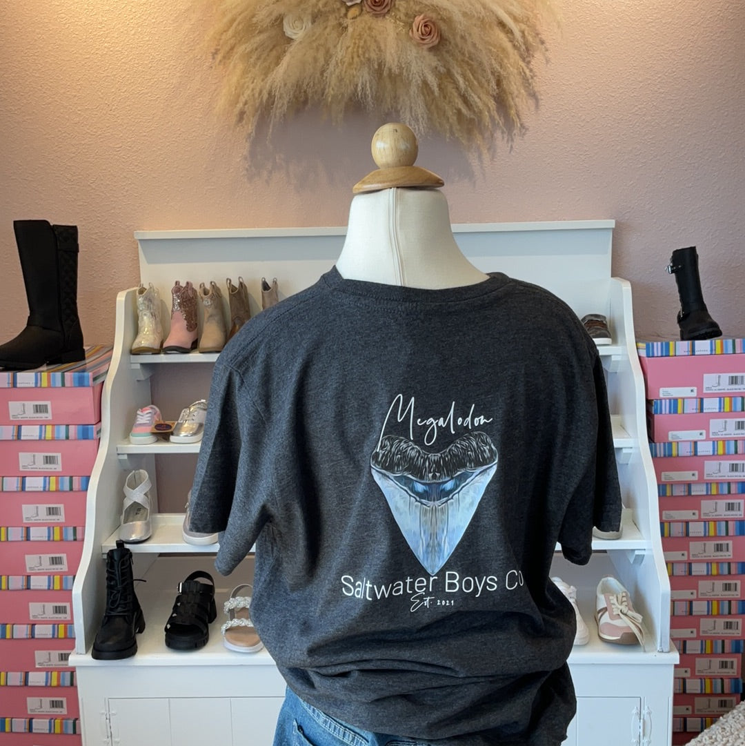 Megalodon Shark Tooth Short Sleeve Tee Dark Grey