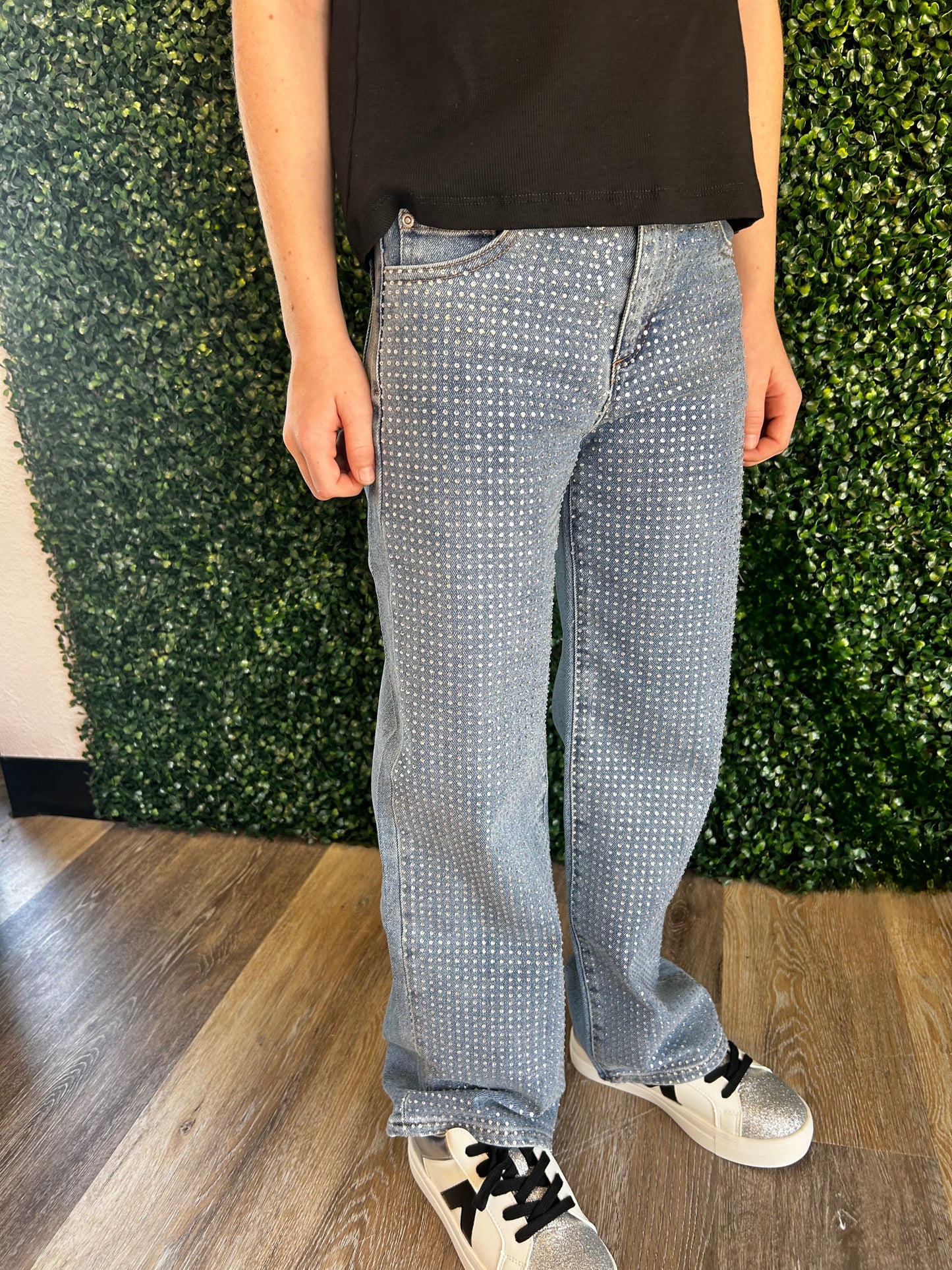 Straight Leg Rhinestone Jeans