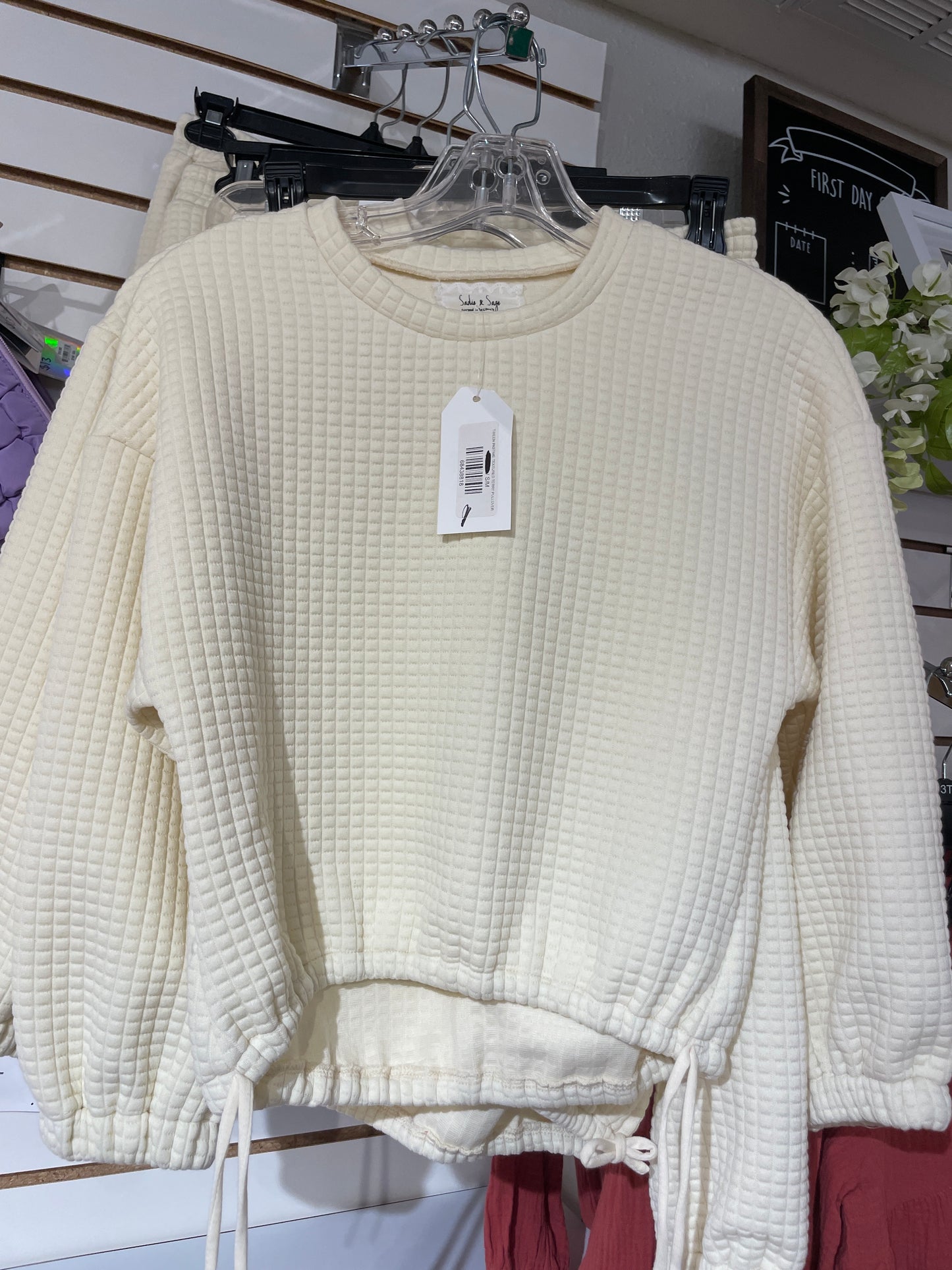 TWEEN PASTIME TEXTURED TERRY PULLOVER