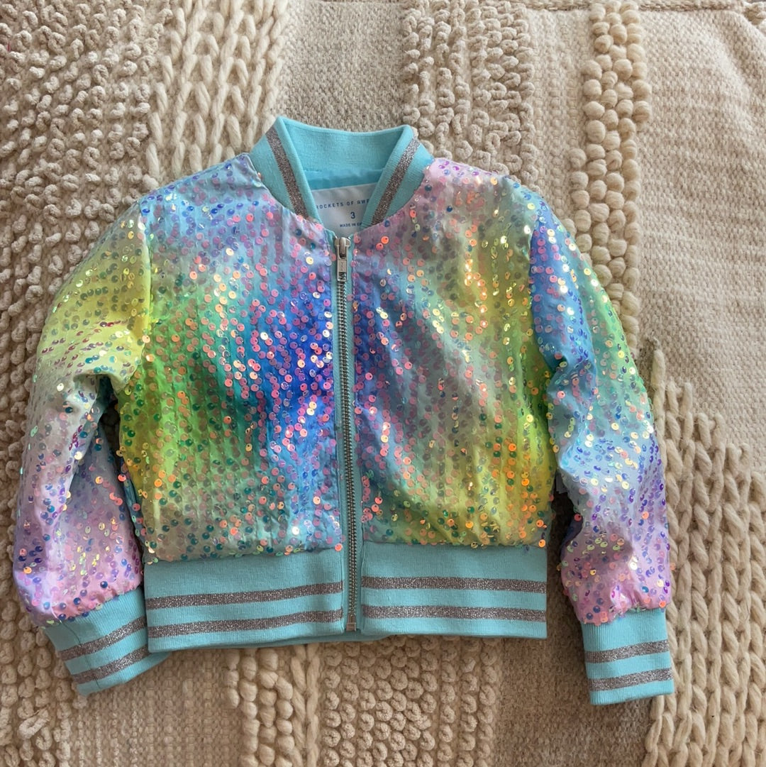 Rainbow Sequin Bomber