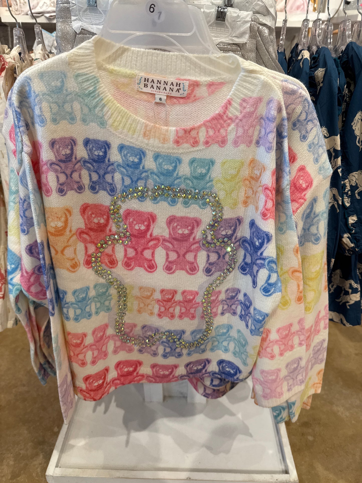 Gummy Bear Print Sweater W/ Rhinestones