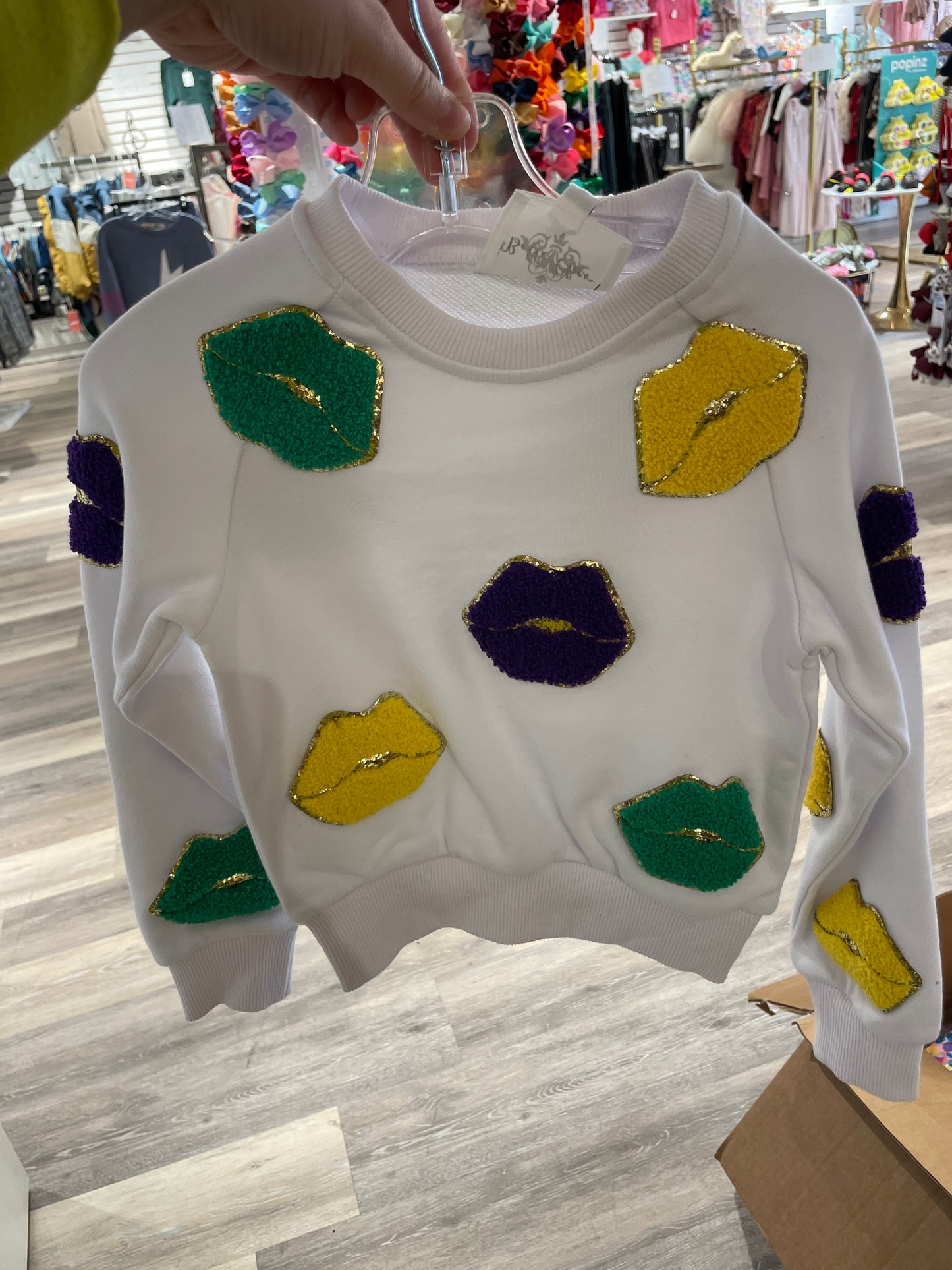 MARDI GRAS LIPS CHENILLE SWEATSHIRT