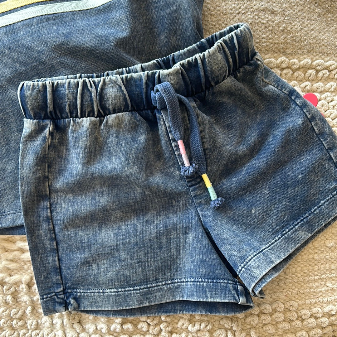 Denim Washed Trench Terry Short