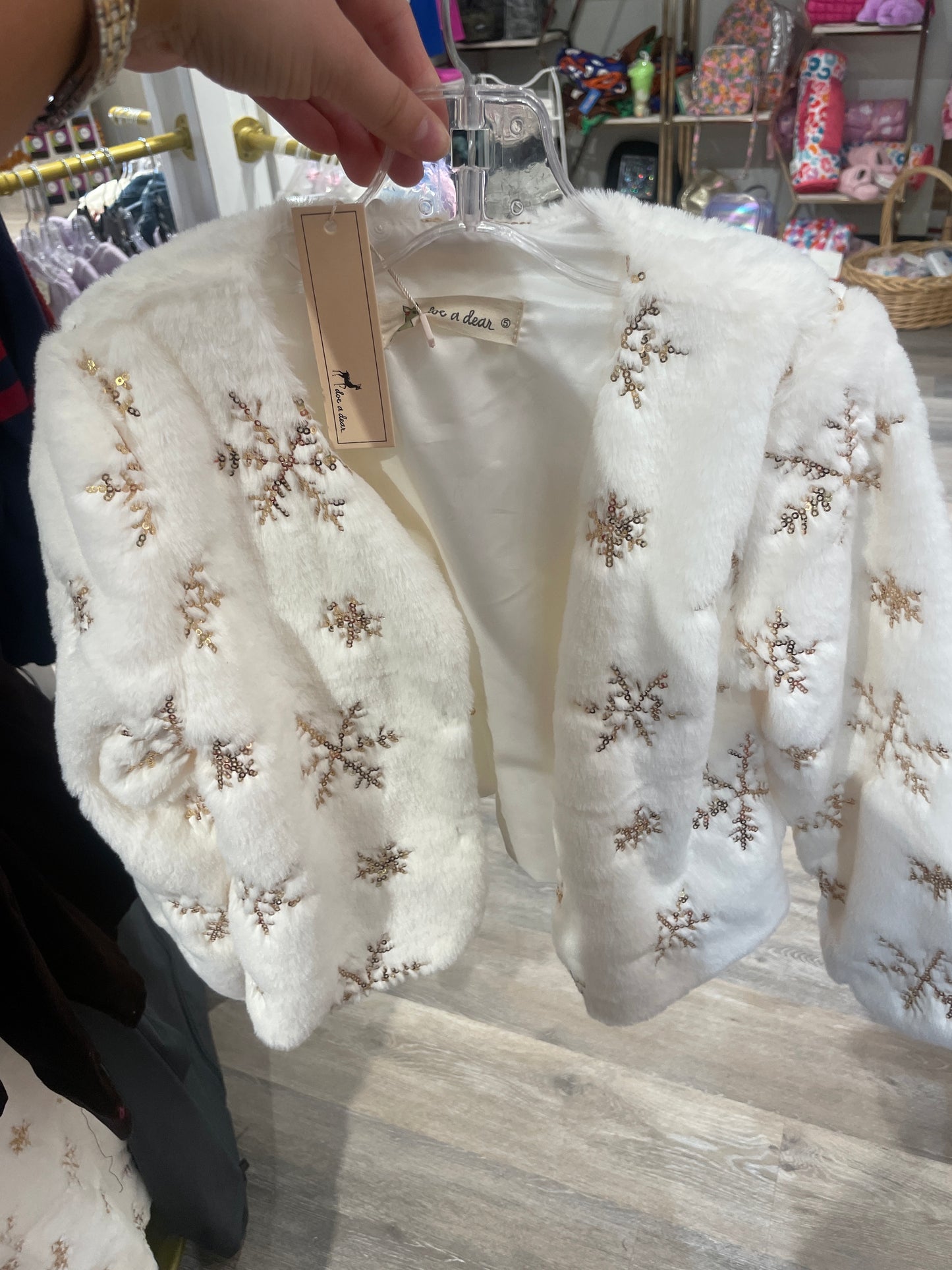 Sequin Snowflake Fur Coat