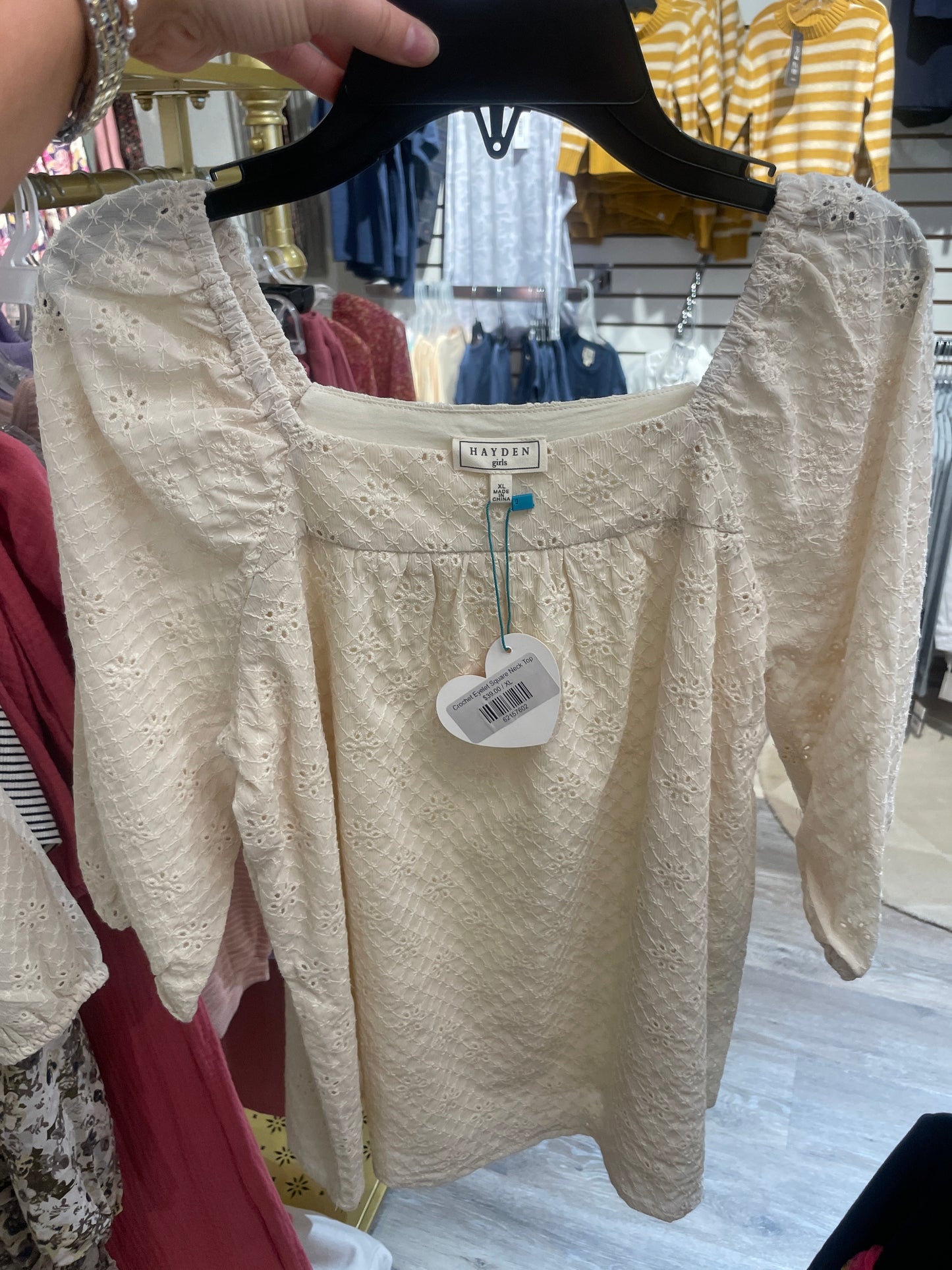 Crochet Eyelet Square Neck Top