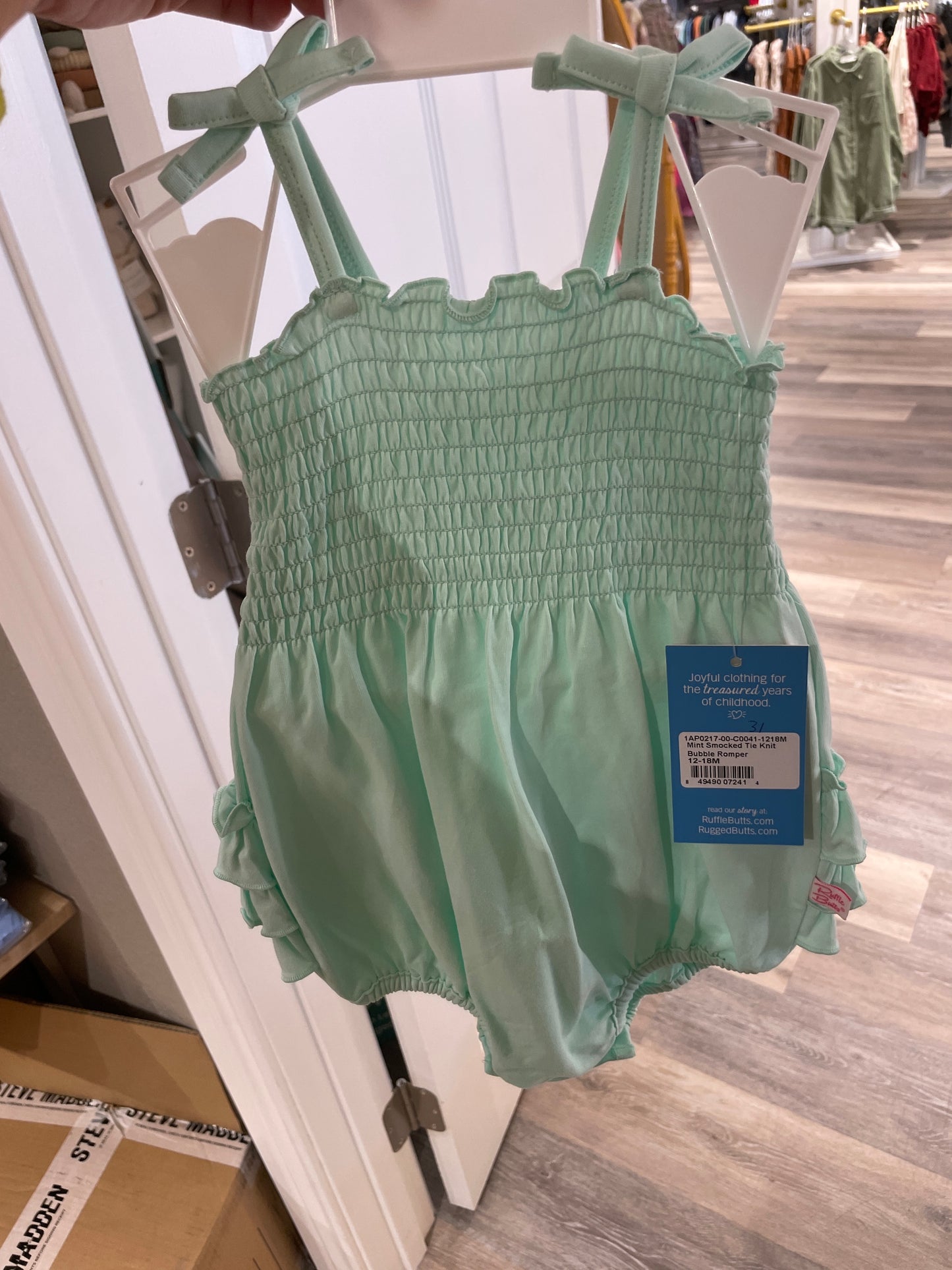 Mint Smocked Bubble Romper