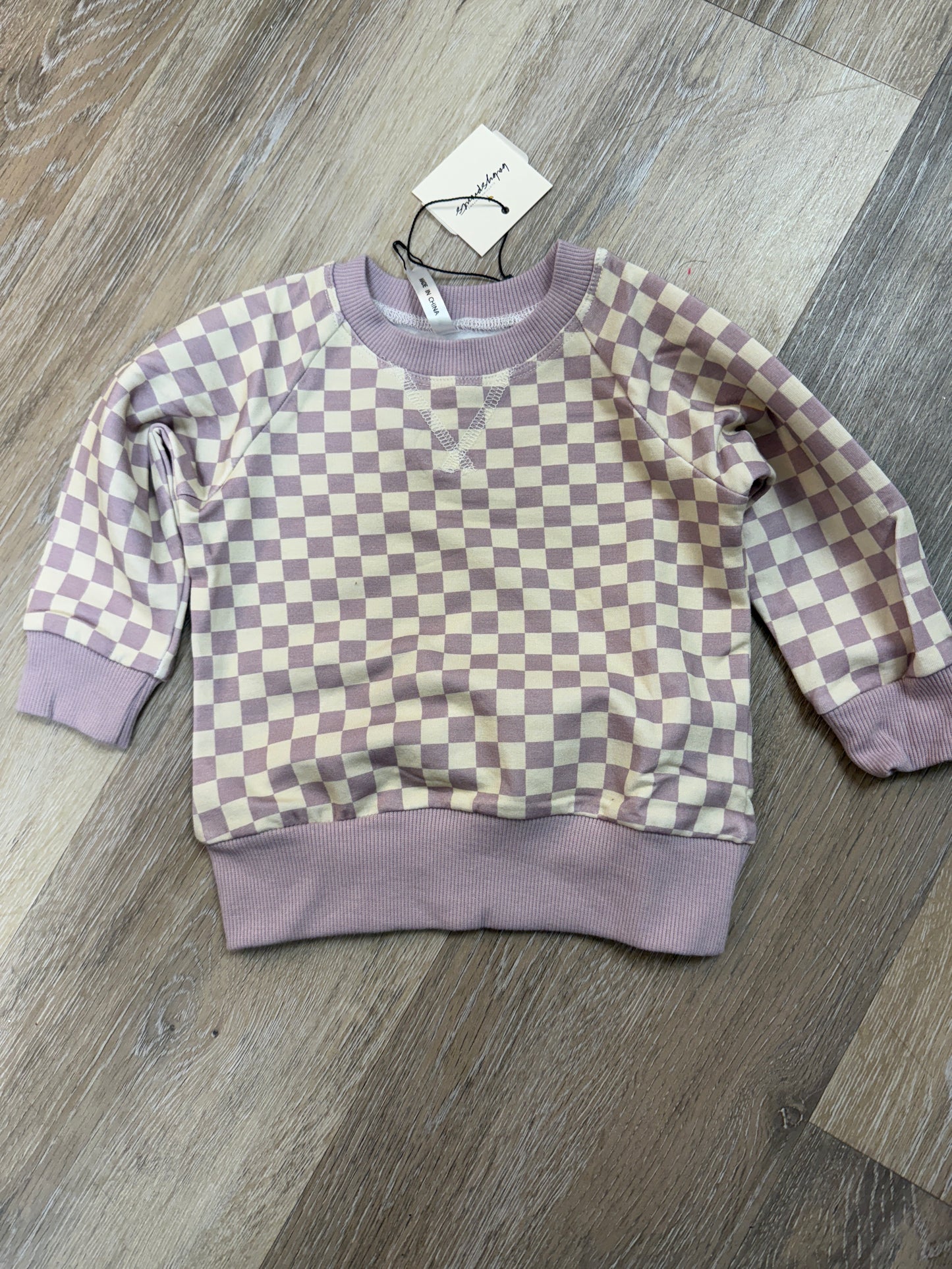 Lavender Cloud Checkered Fleece Sweatshirt