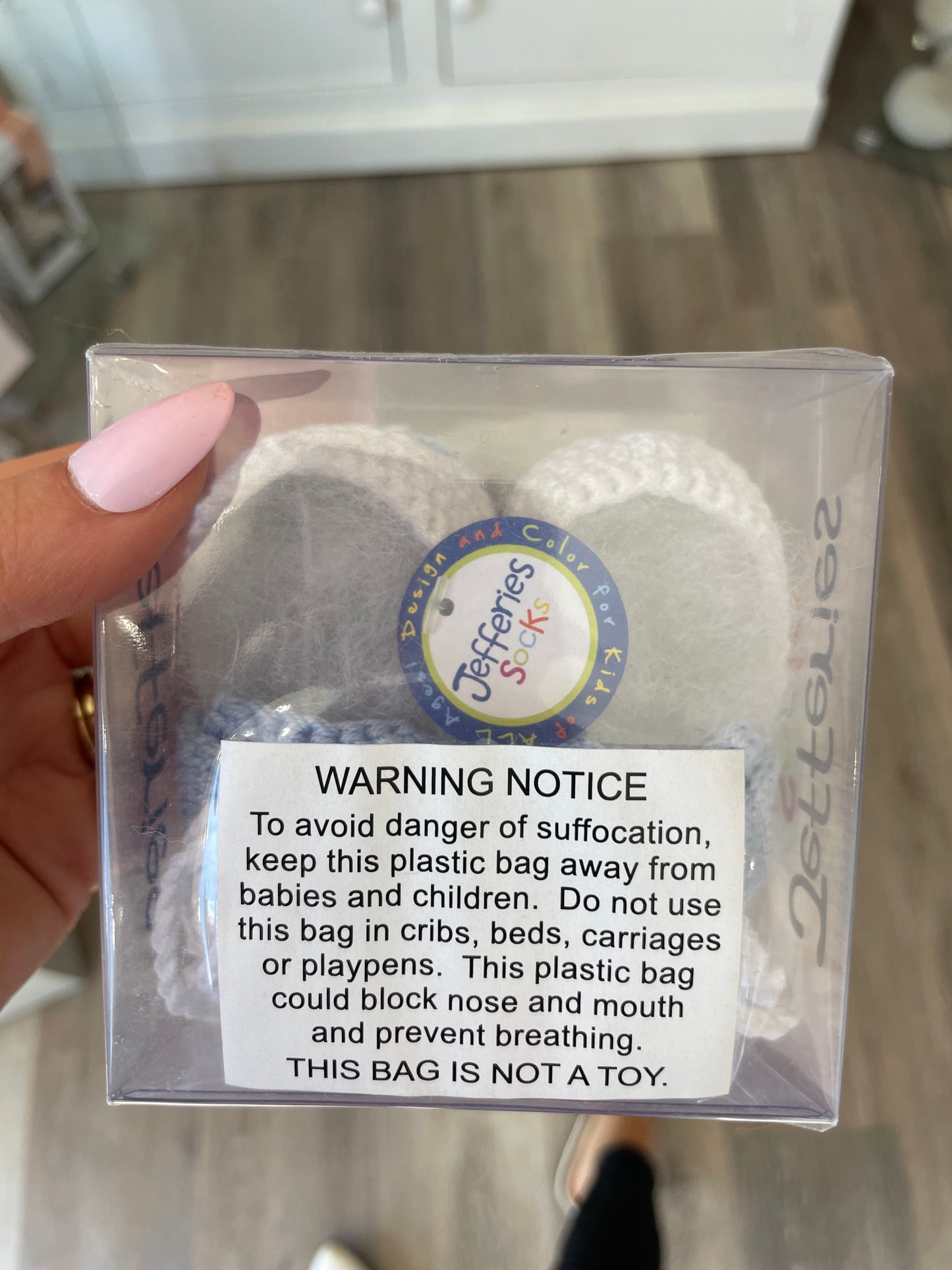 WHITE/ LIGHT BLUE CROCHET SHOES