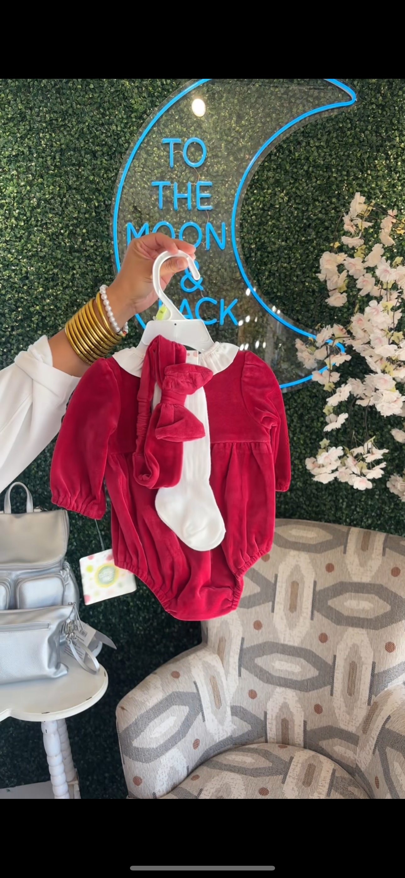 Red Velour Cross Stitch Bubble Set