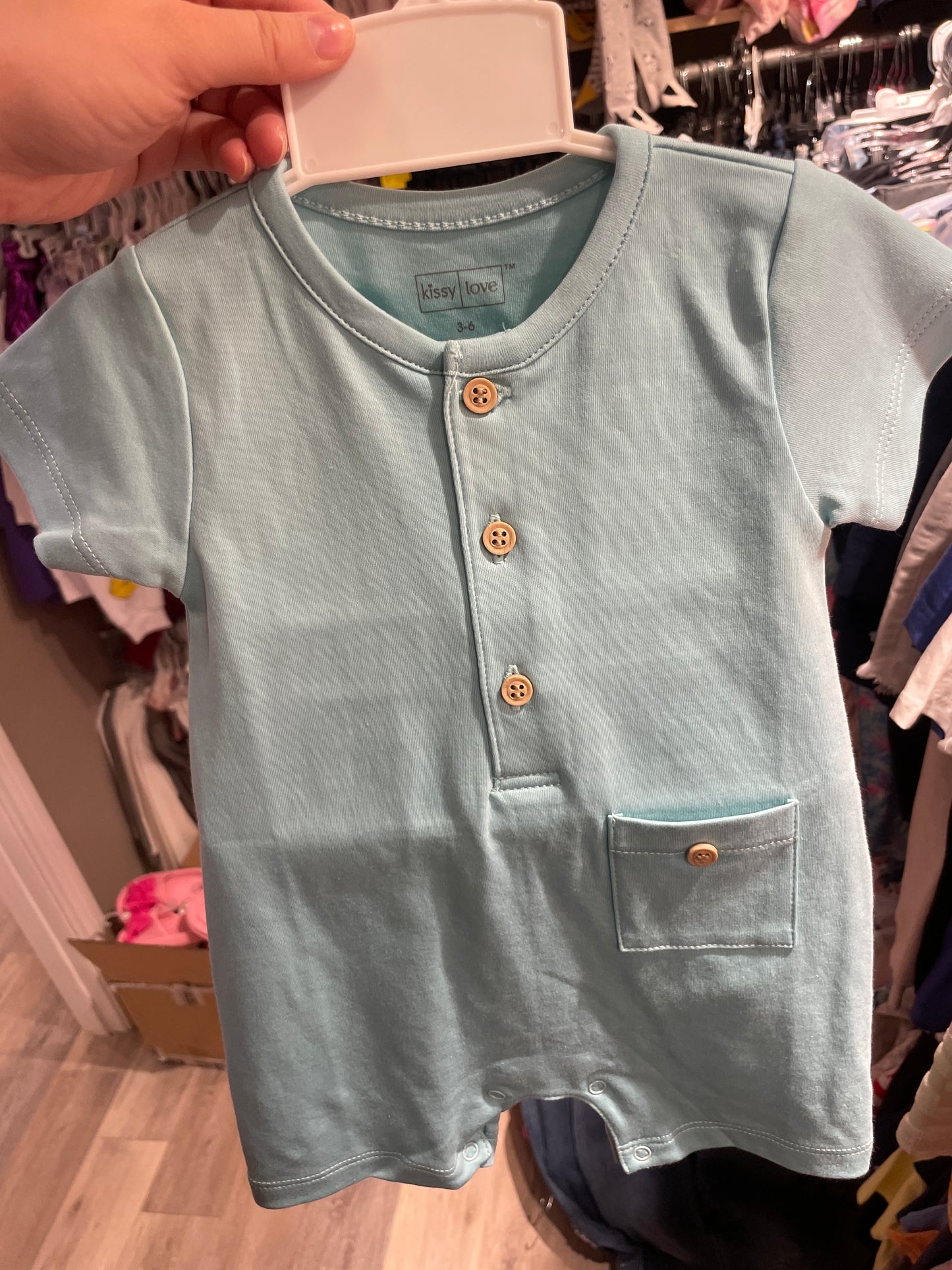 TURQUOISE SHORT PLAYSUIT W/ POCKET