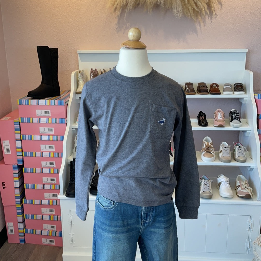 BOYS PARKER POCKET TEE LS DARK HEATHER GREY