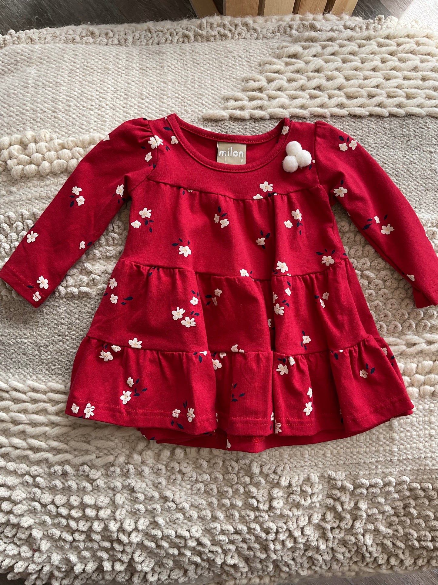 RED DRESS WITH FLORAL PRINT
