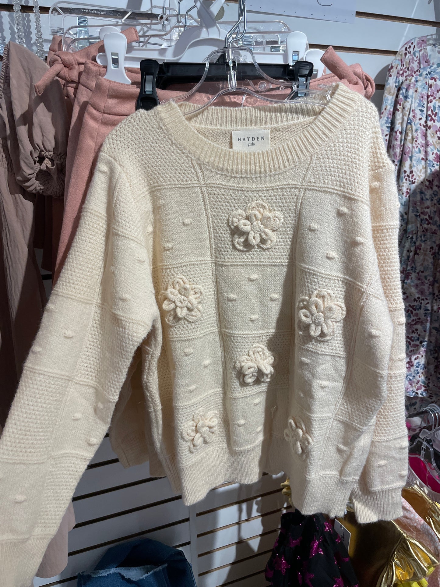 Ivory Floral Knit Sweater
