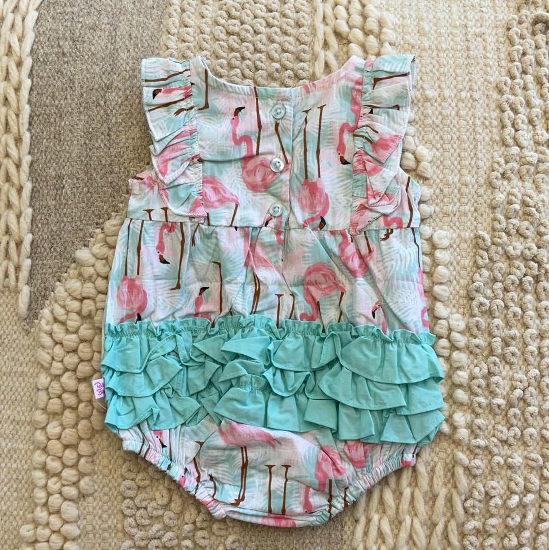 Vibrant Flamingo Classic Ruffle Romper